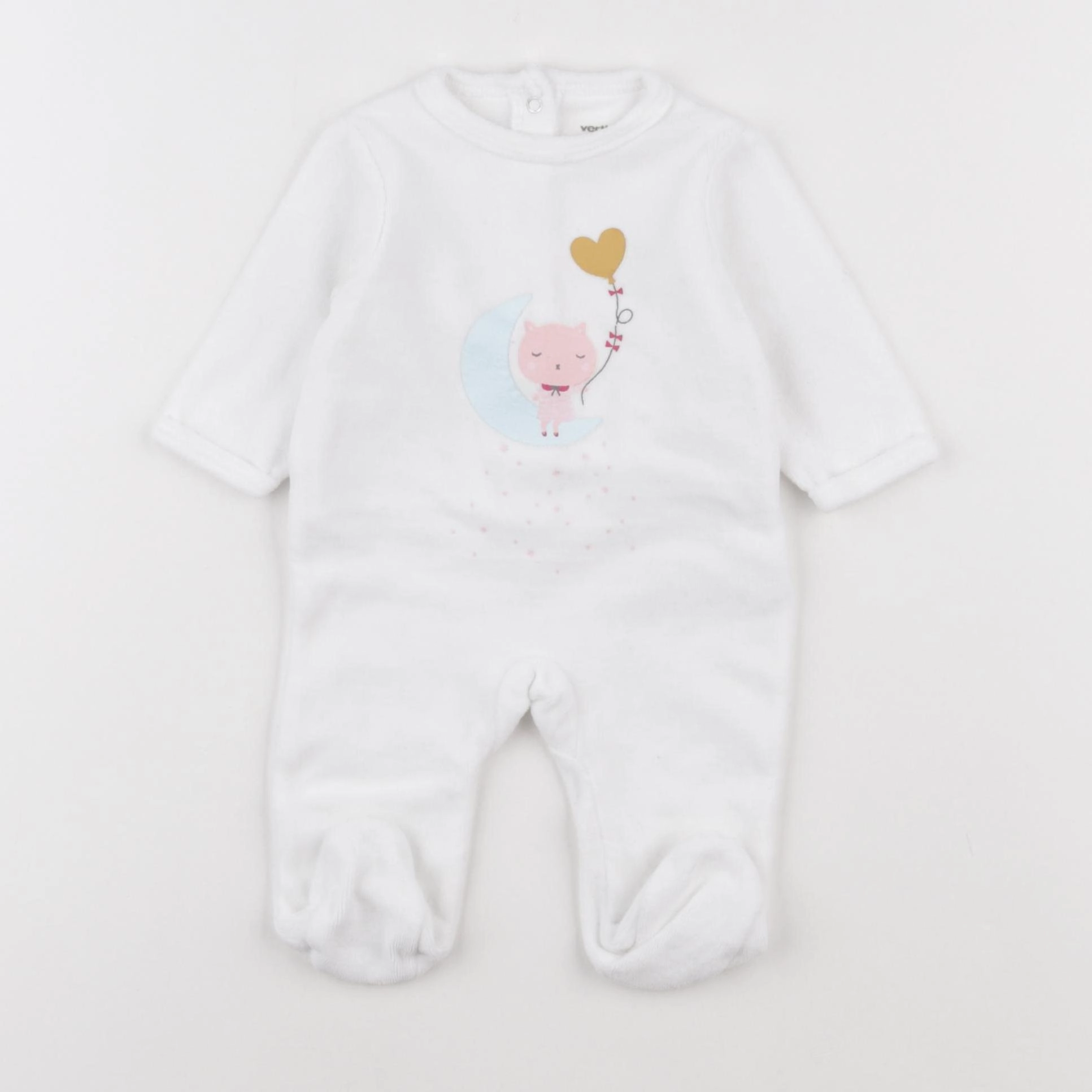 Vertbaudet - pyjama velours blanc - 1 mois