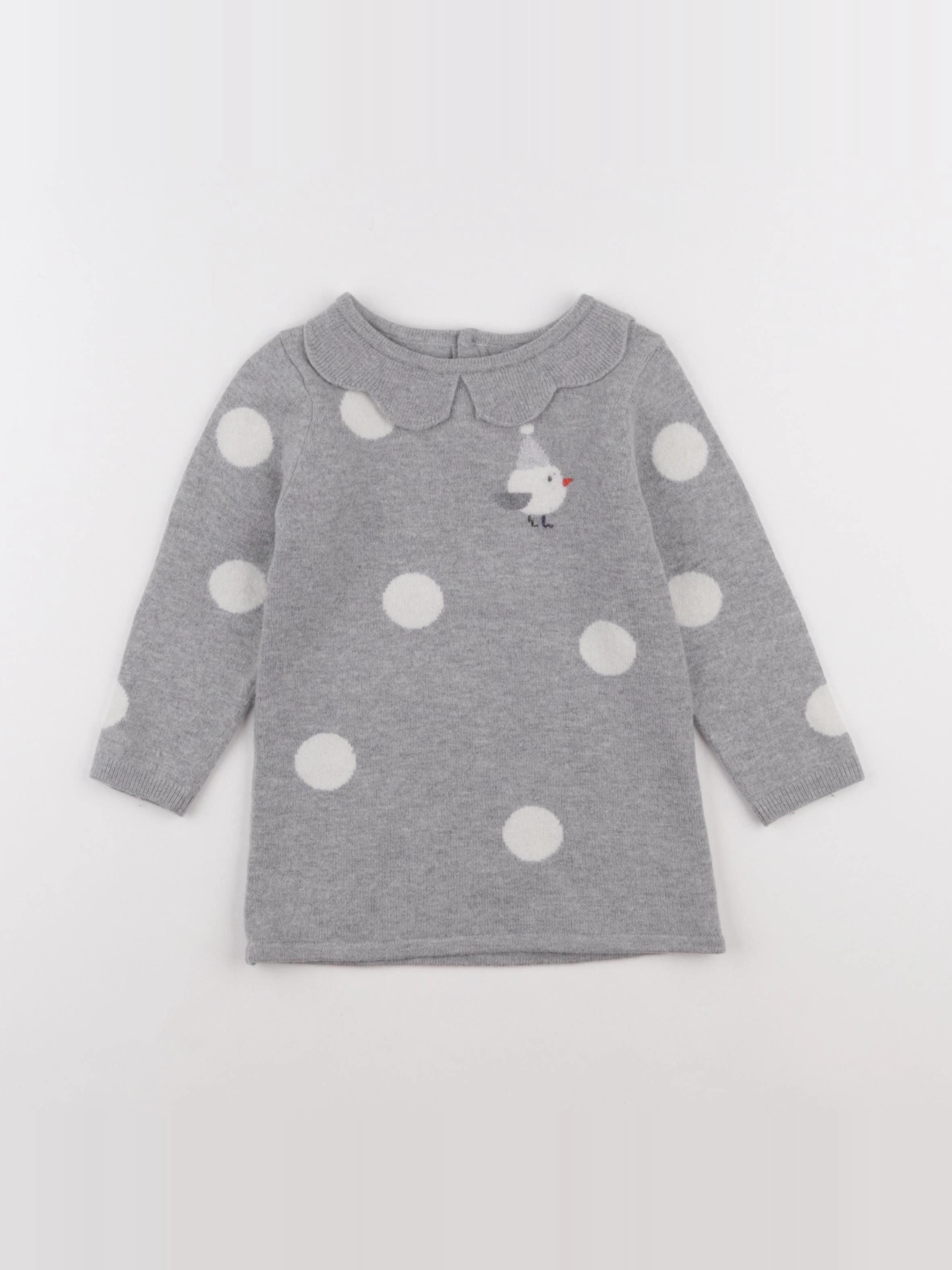 Jacadi - robe gris, blanc - 24 mois