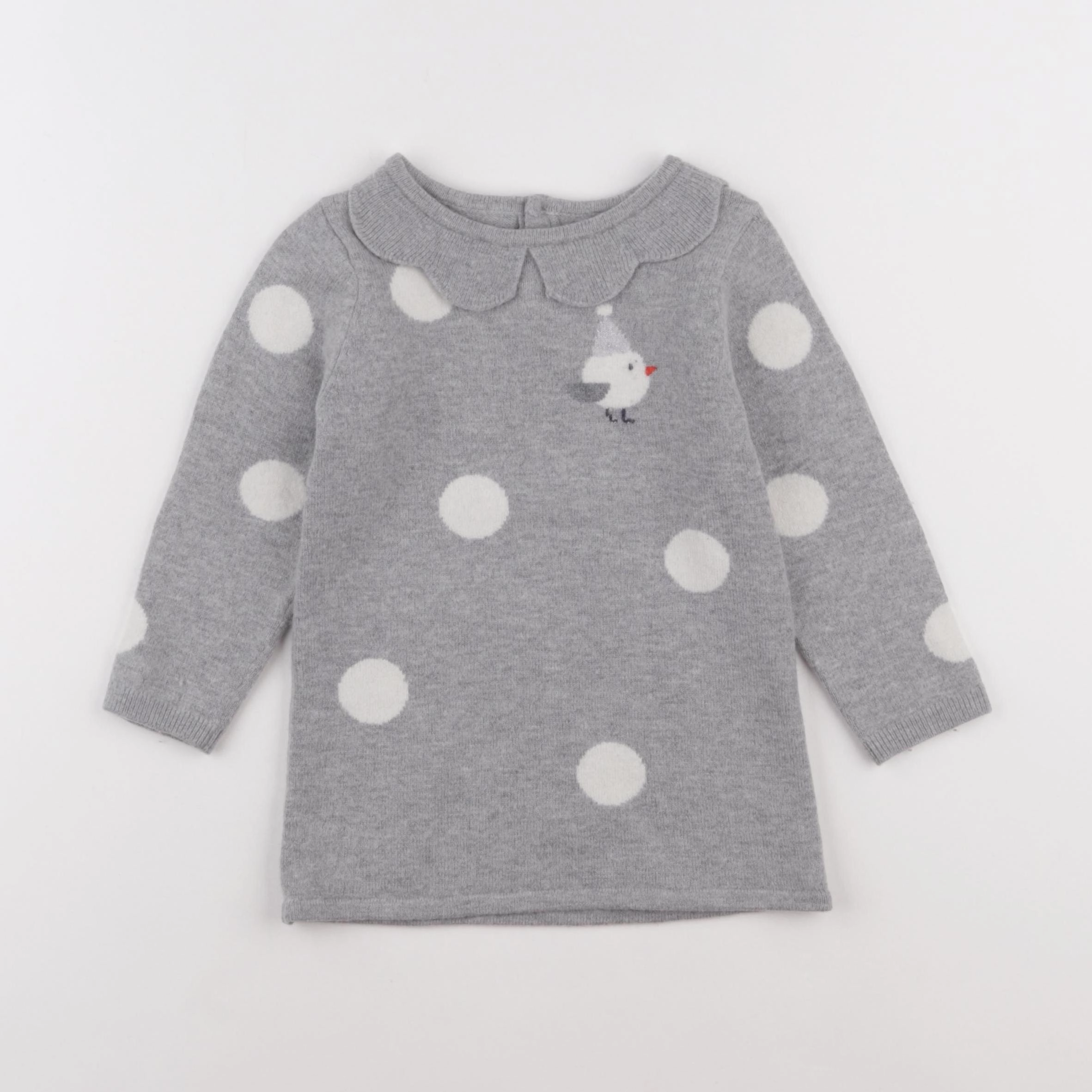 Jacadi - robe gris, blanc - 24 mois