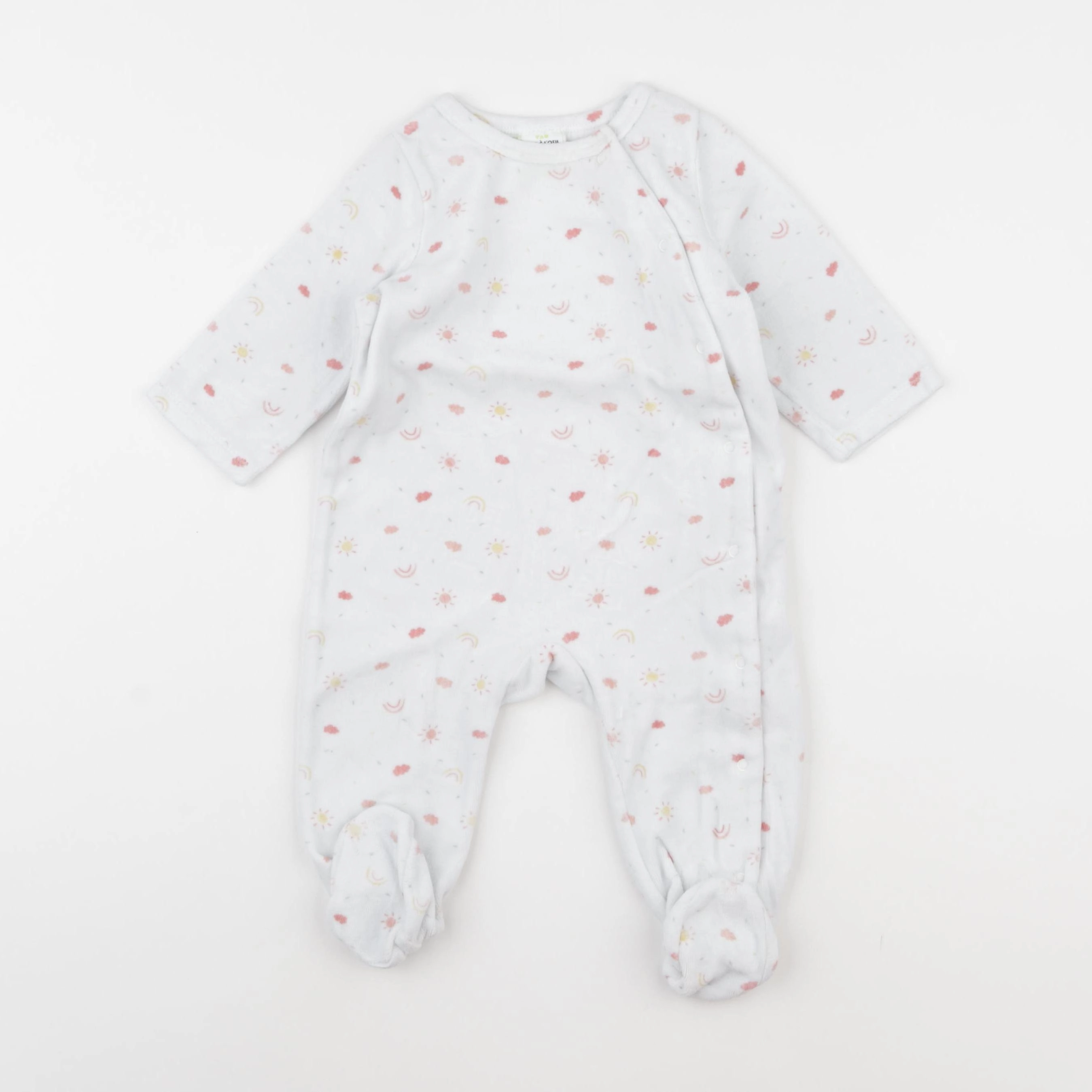 Tape à l'oeil - pyjama velours blanc - 9 mois