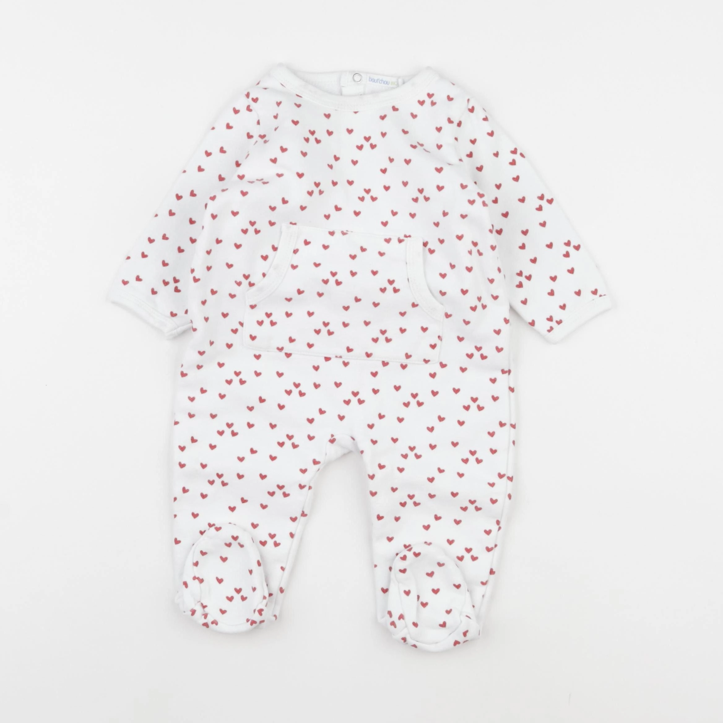Boutchou - pyjama coton blanc, rouge - 6 mois