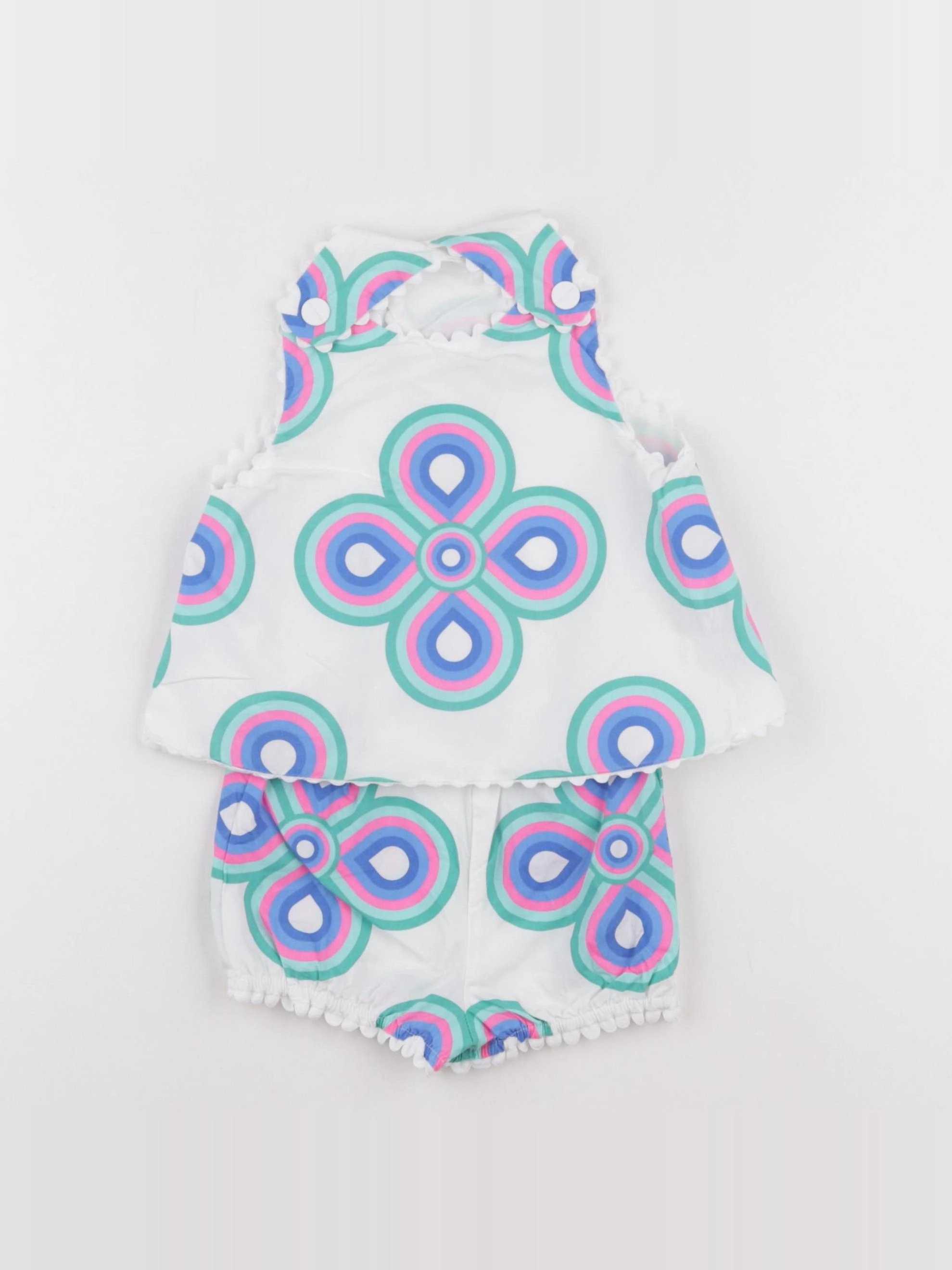 Jacadi - ensemble blanc, vert - 12 mois
