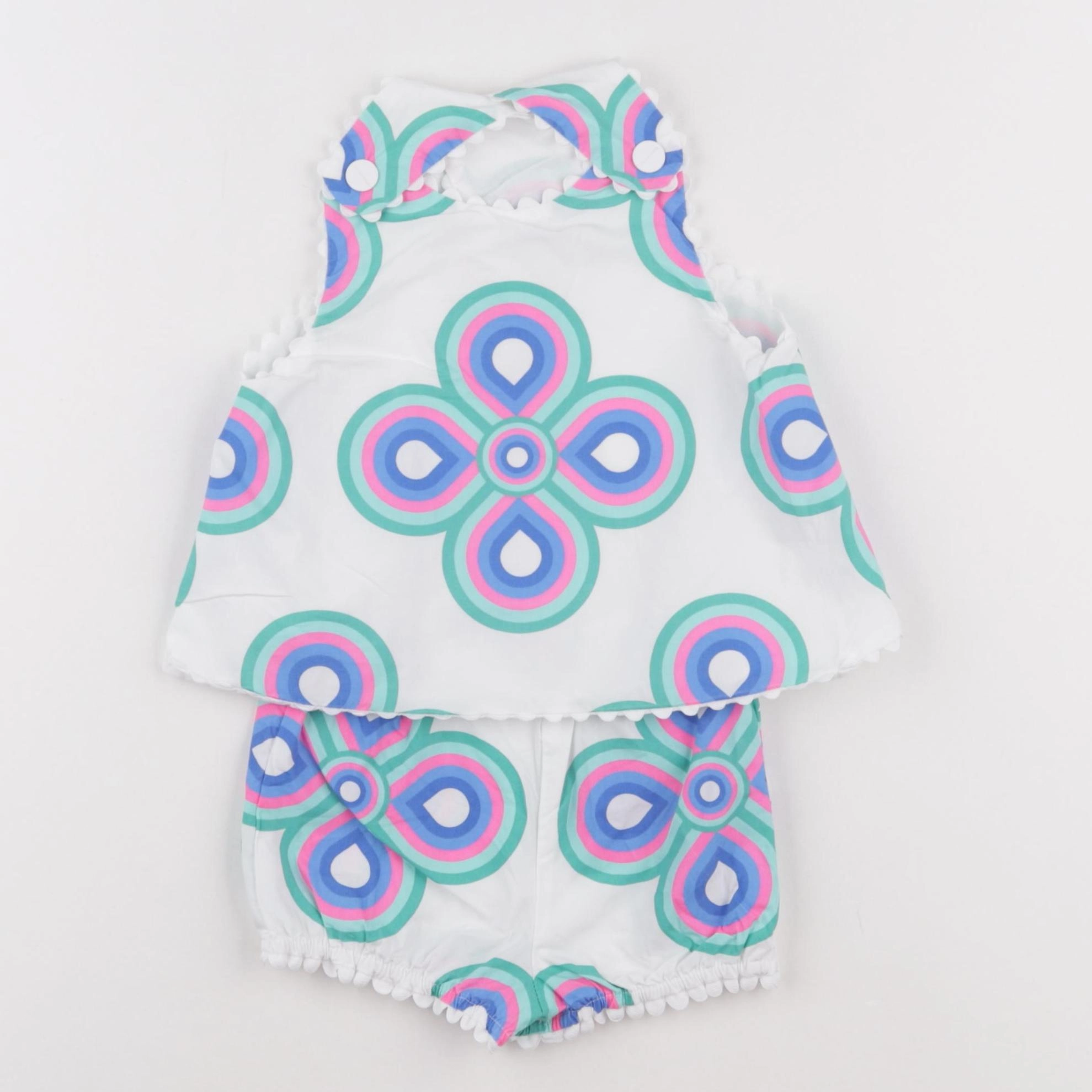 Jacadi - ensemble blanc, vert - 12 mois