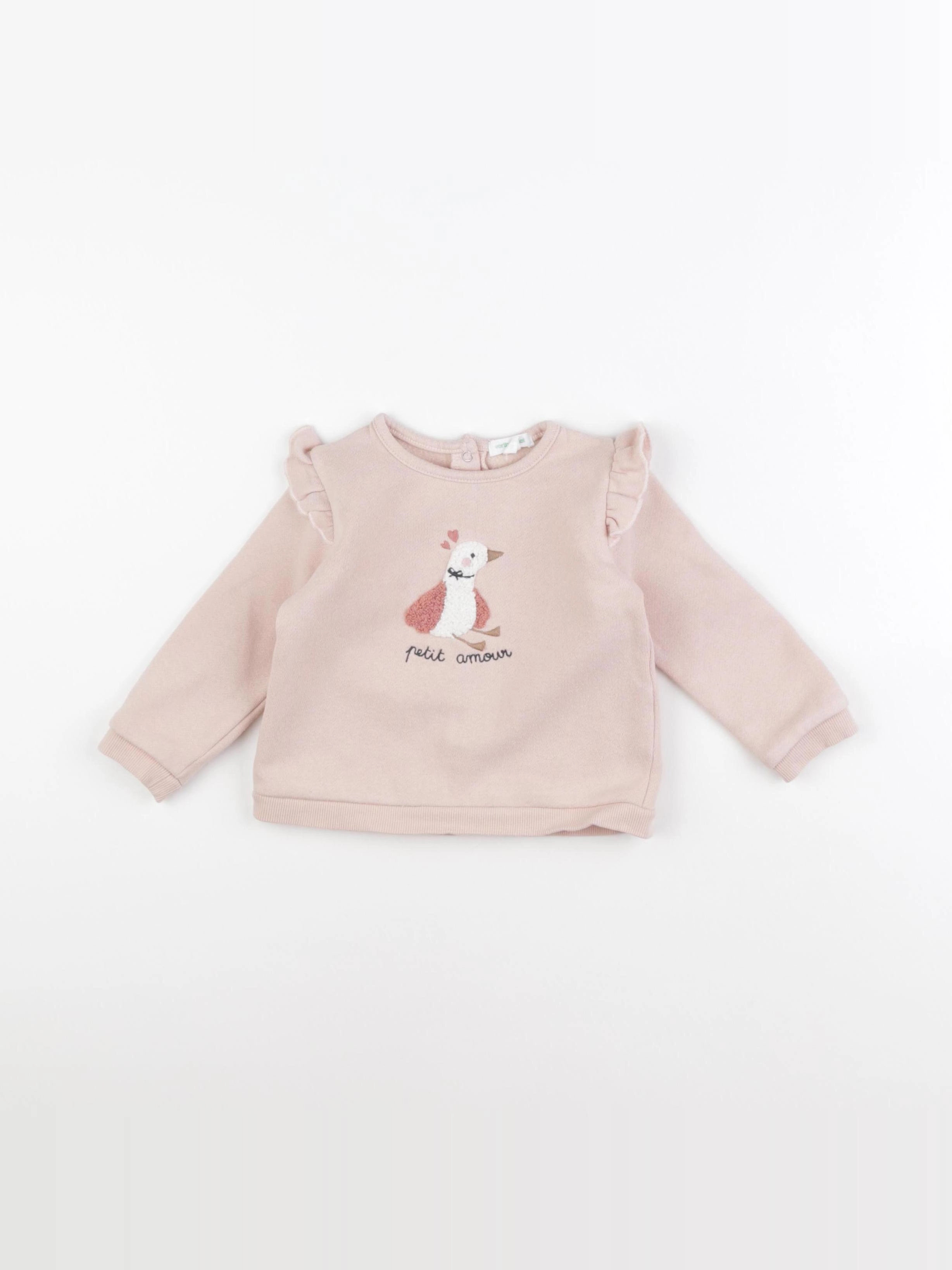 Vertbaudet - sweat rose - 12 mois