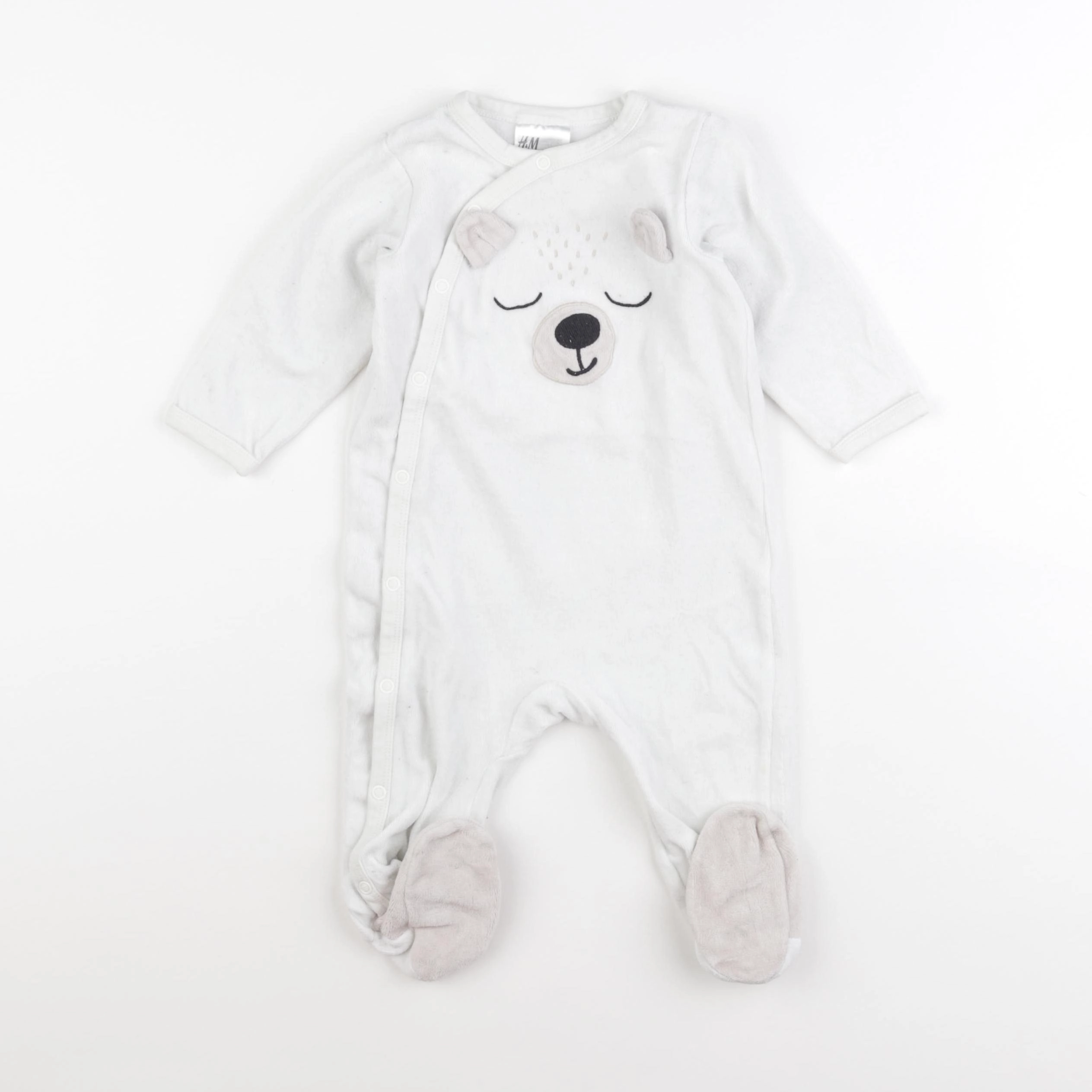 H&M - pyjama velours blanc - 6/9 mois