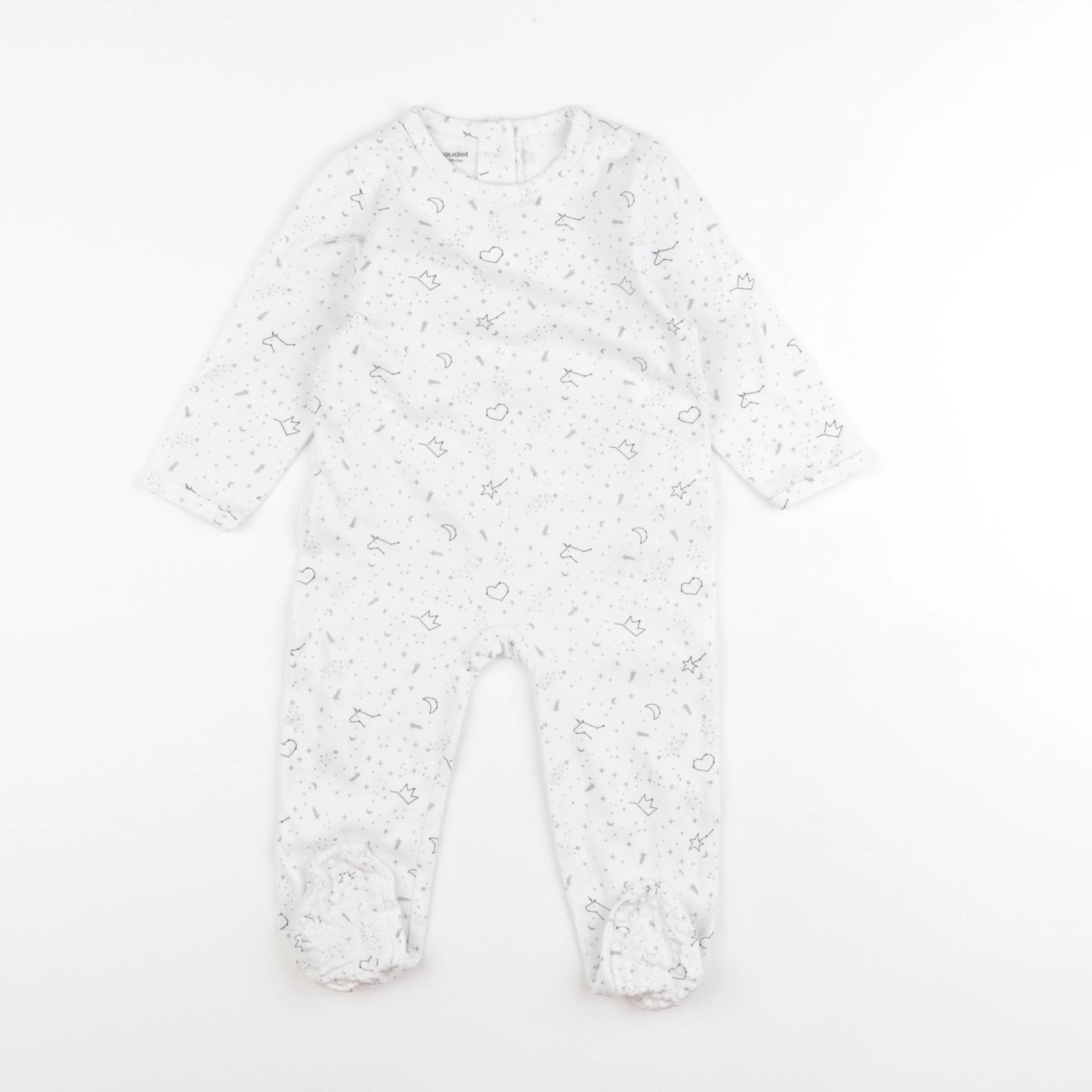 Vertbaudet - pyjama coton blanc, gris - 12 mois