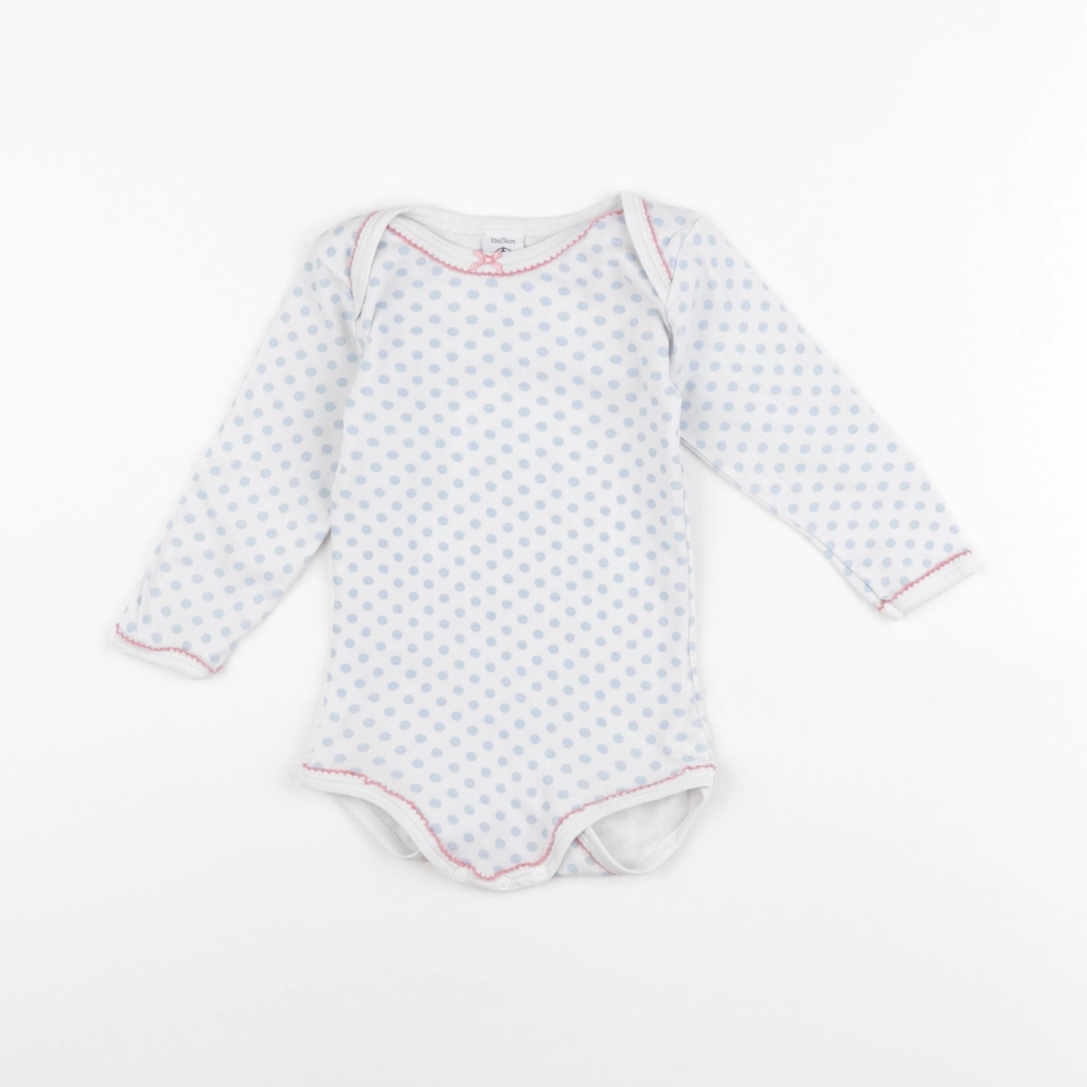 Petit Bateau - body blanc, bleu - 12 mois