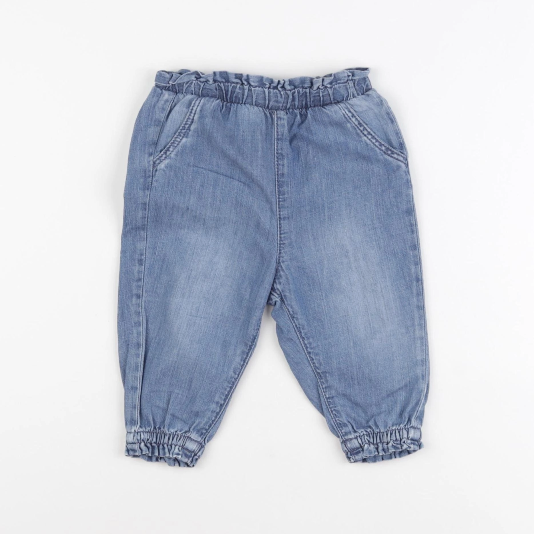 H&M - pantalon bleu - 6/9 mois