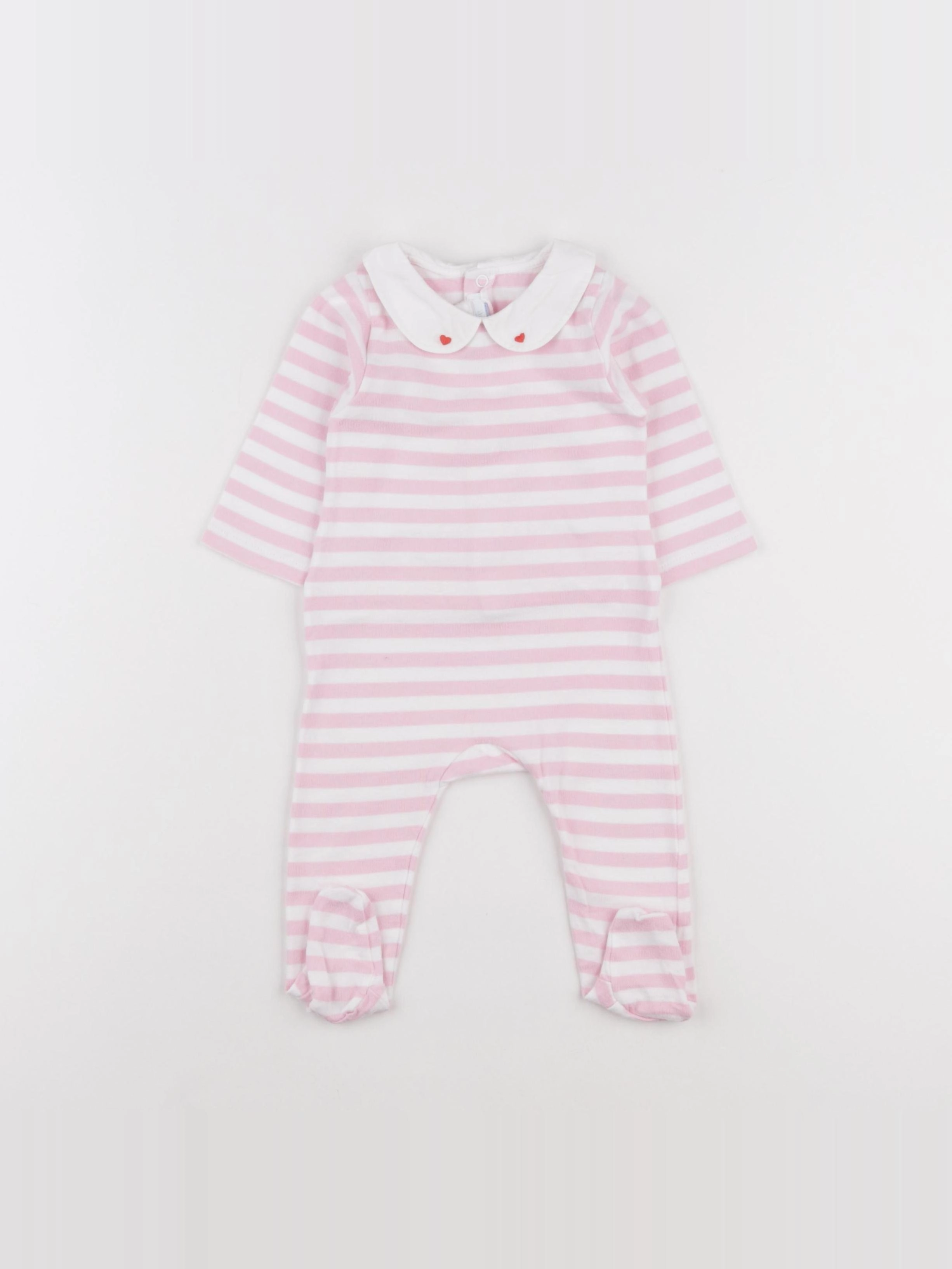 Jacadi - pyjama coton blanc, rose - 6 mois