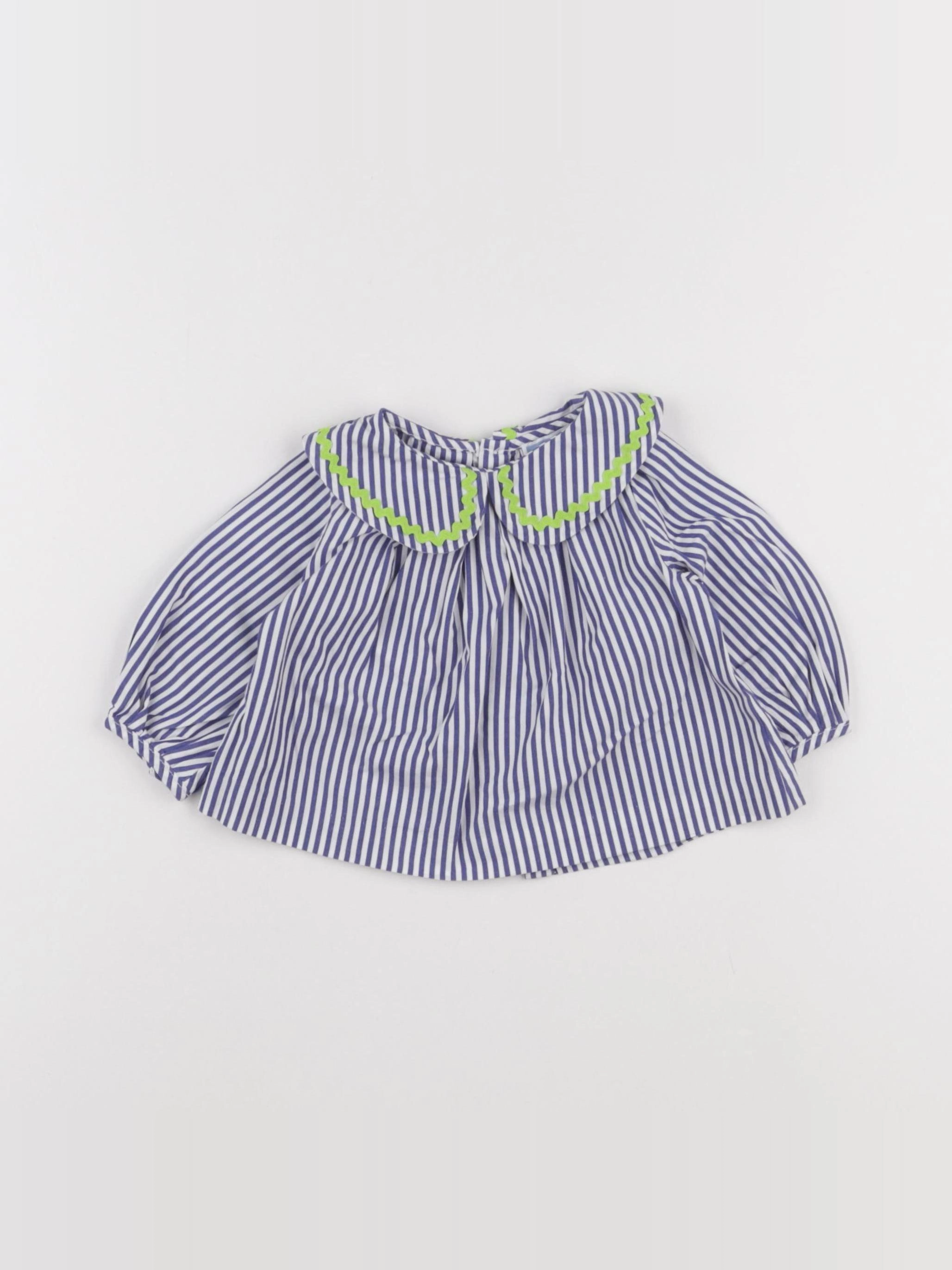 Jacadi - blouse blanc, bleu - 6 mois