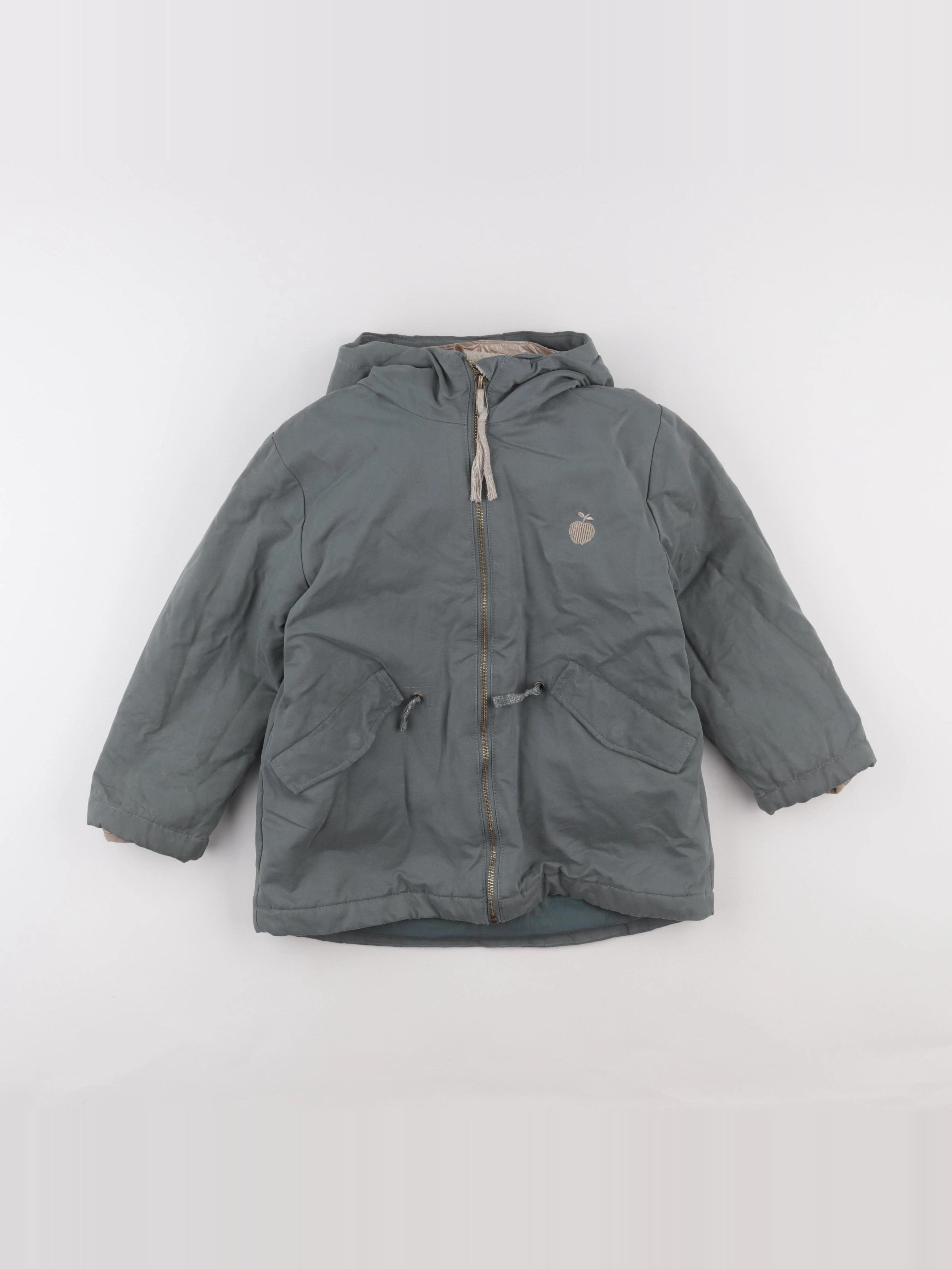 Vertbaudet - manteau doublure amovible vert - 8 ans