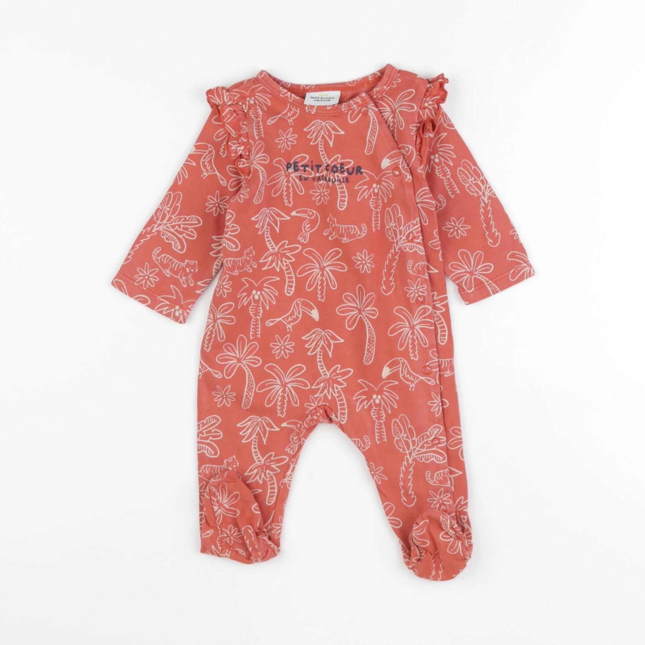 Tape à l'oeil - pyjama coton orange - 3 mois