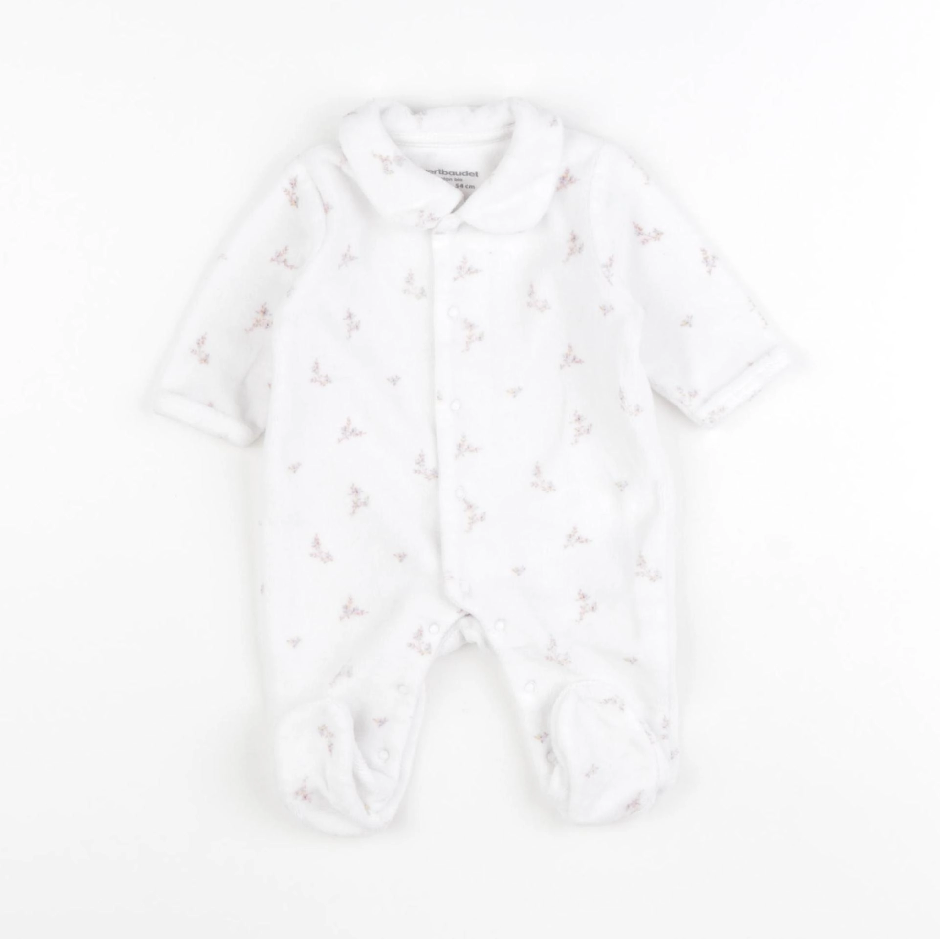 Vertbaudet - pyjama velours blanc - 1 mois
