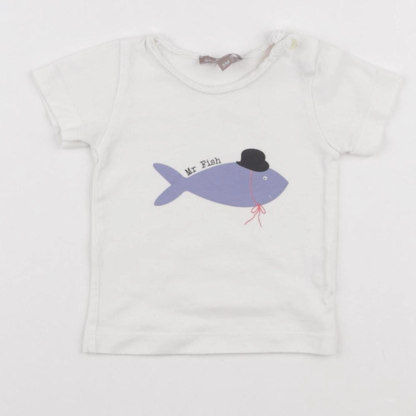 Emile et Ida - tee-shirt blanc - 3 mois