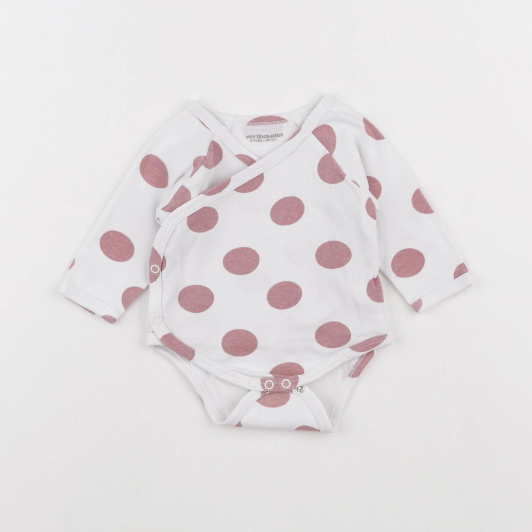 Vertbaudet - body rose, blanc - 3 mois