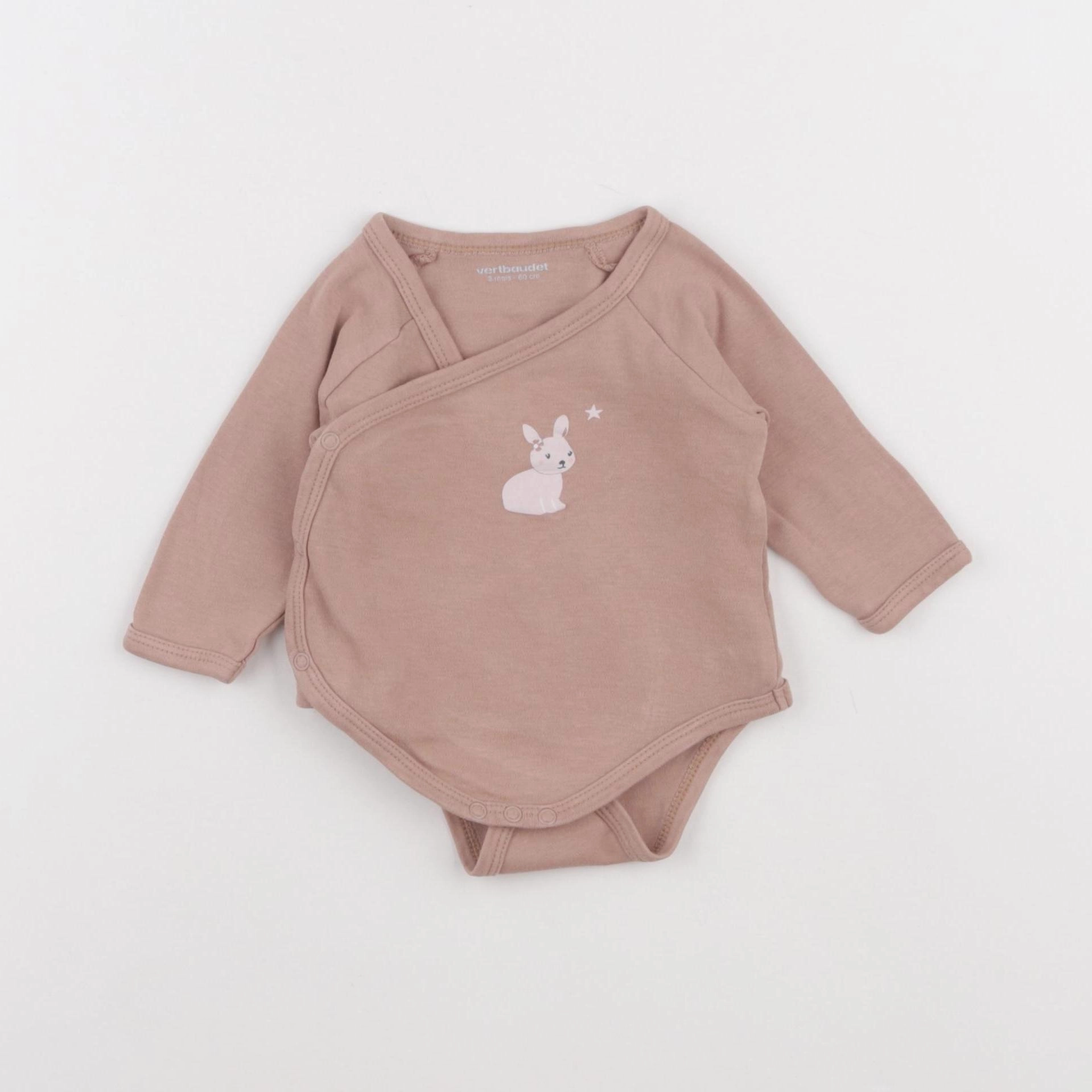 Vertbaudet - body rose, marron - 3 mois