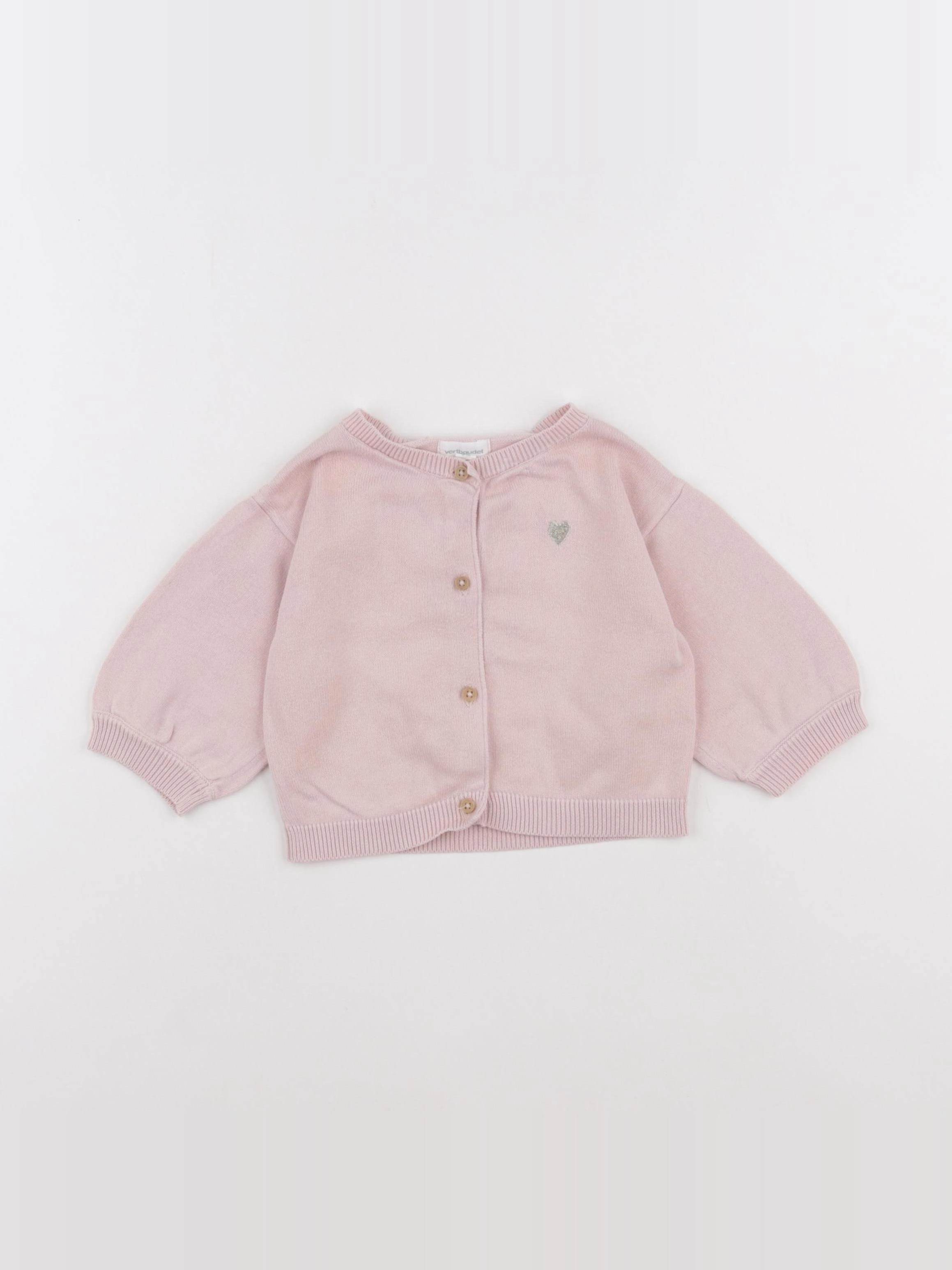 Vertbaudet - gilet rose - 9 mois