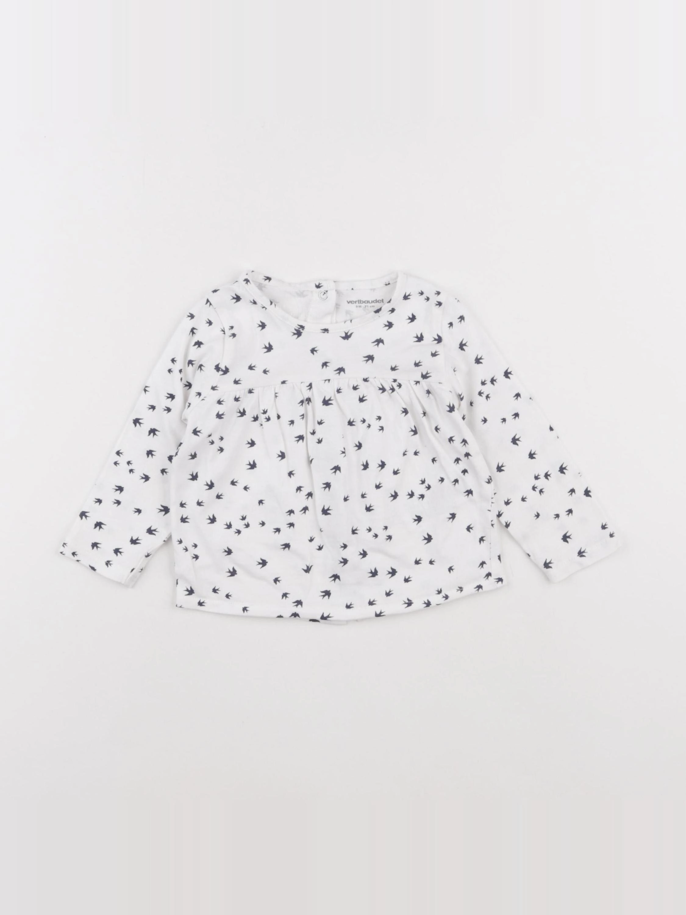 Vertbaudet - tee-shirt blanc, bleu - 9 mois