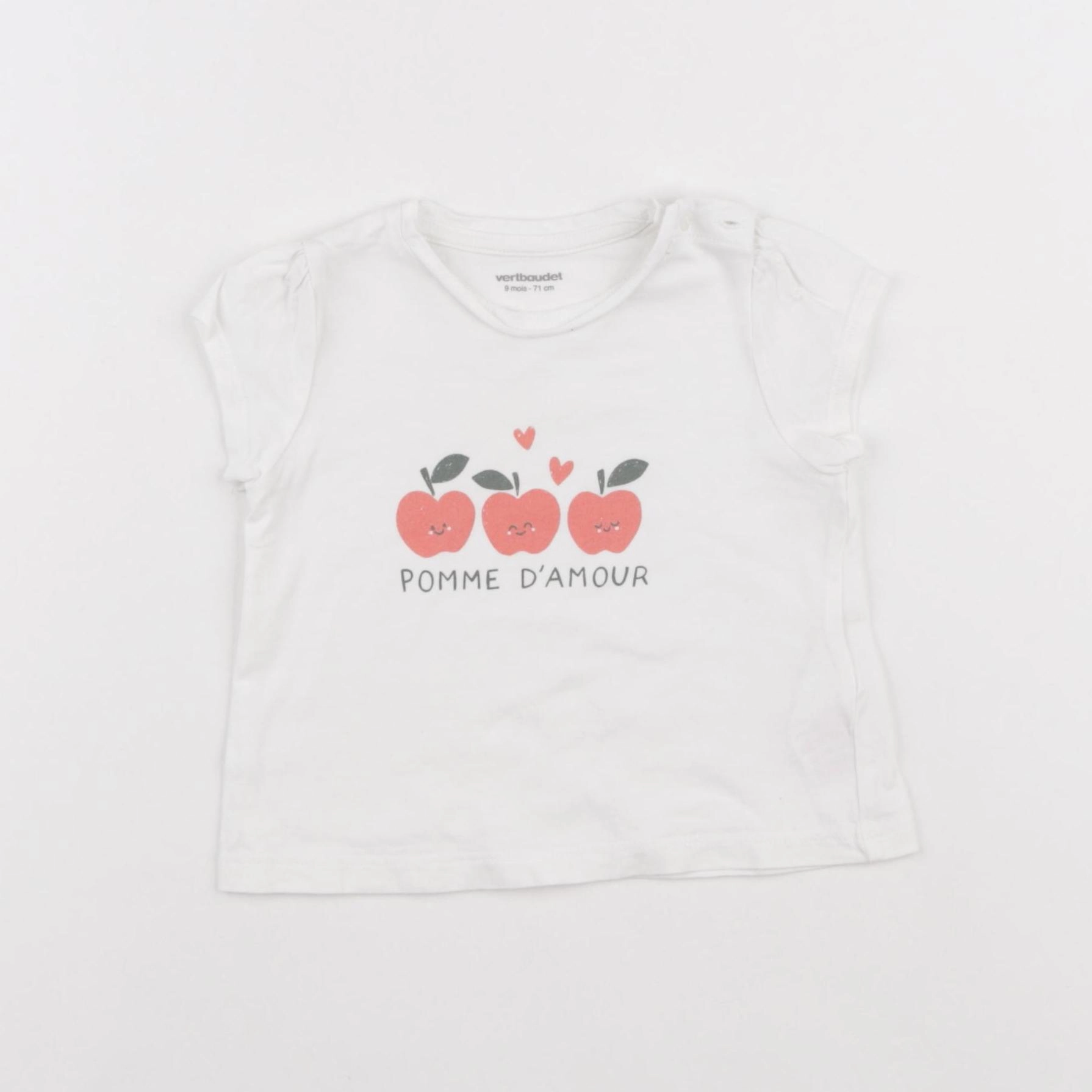 Vertbaudet - tee-shirt blanc - 9 mois