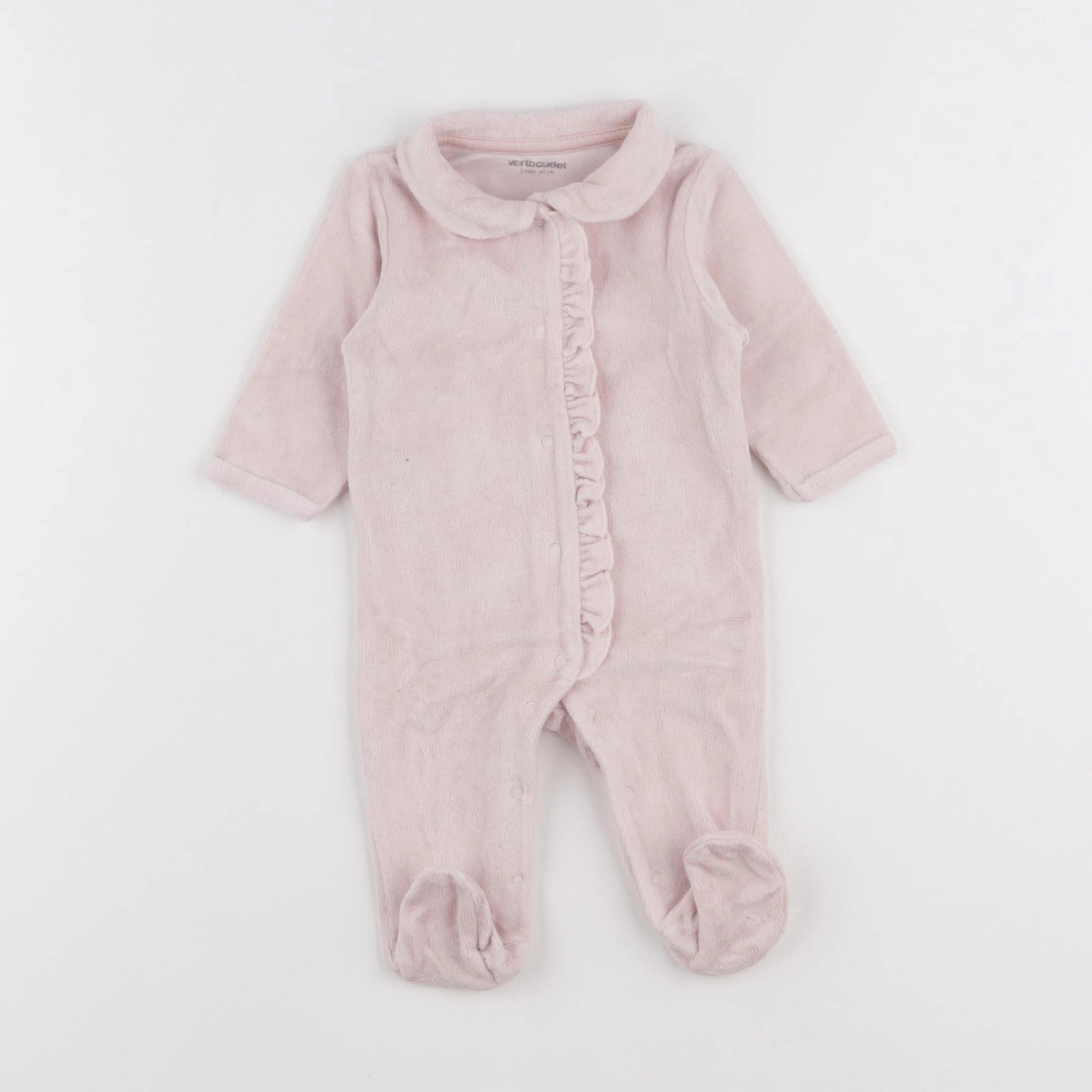 Vertbaudet - pyjama velours rose - 3 mois