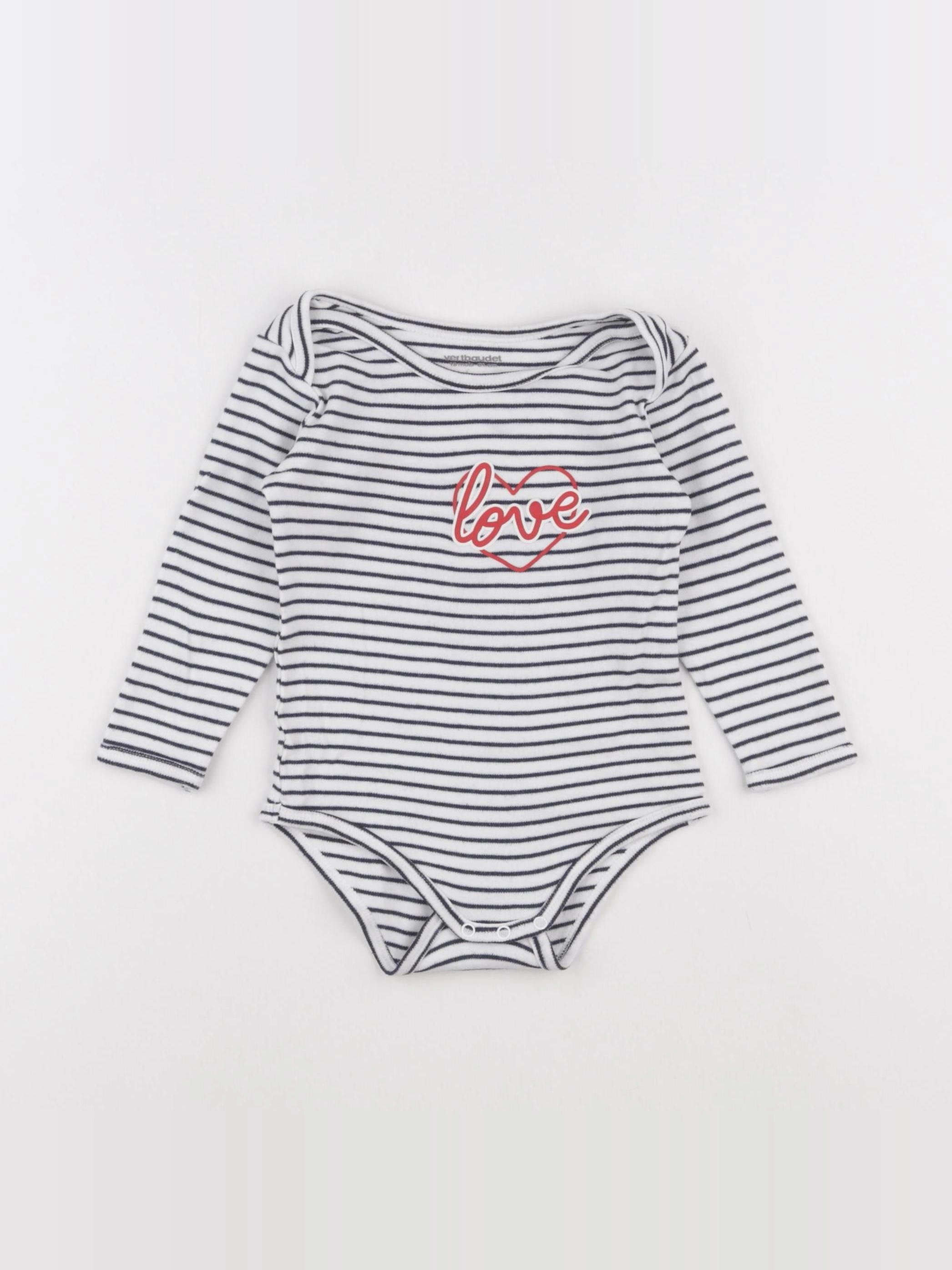 Vertbaudet - body blanc, bleu - 18 mois