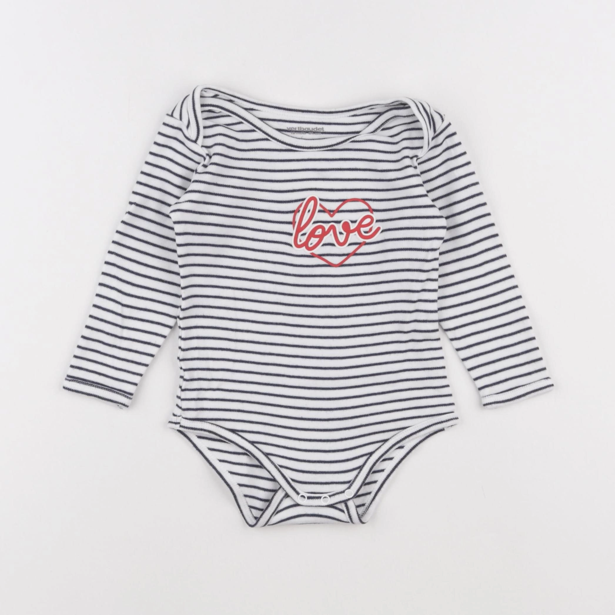 Vertbaudet - body blanc, bleu - 18 mois