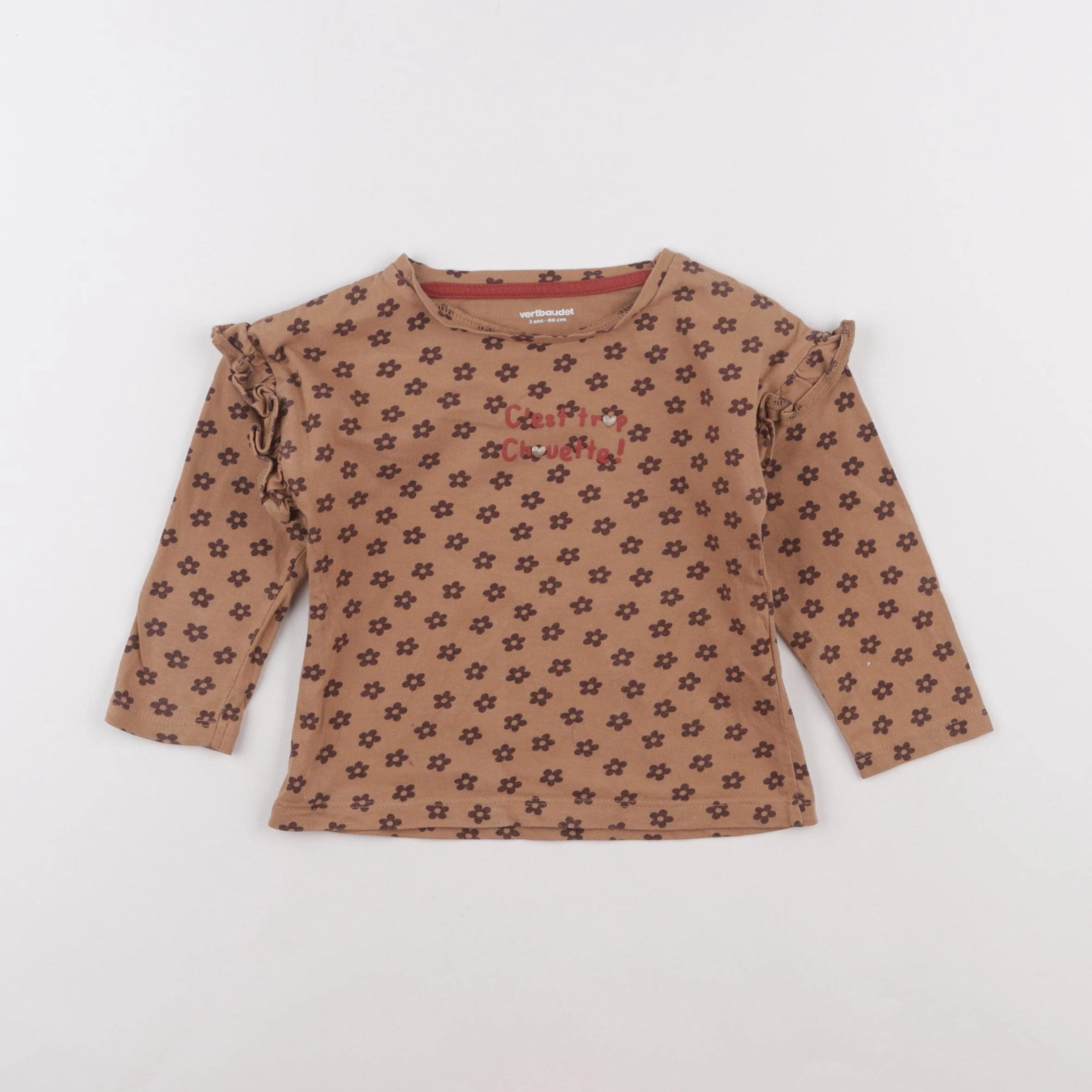 Vertbaudet - tee-shirt marron - 2 ans