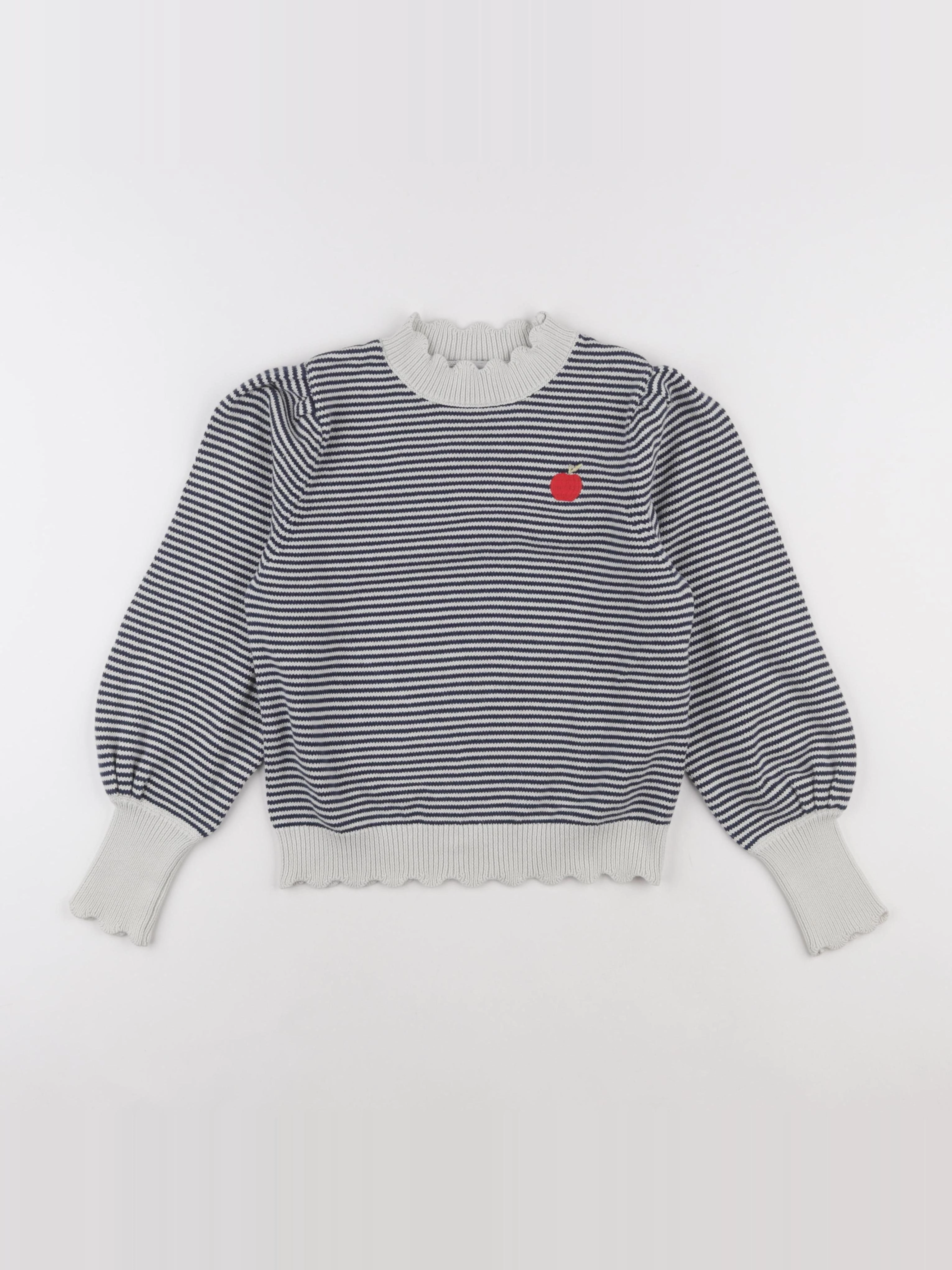 Vertbaudet - pull blanc, bleu - 10 ans