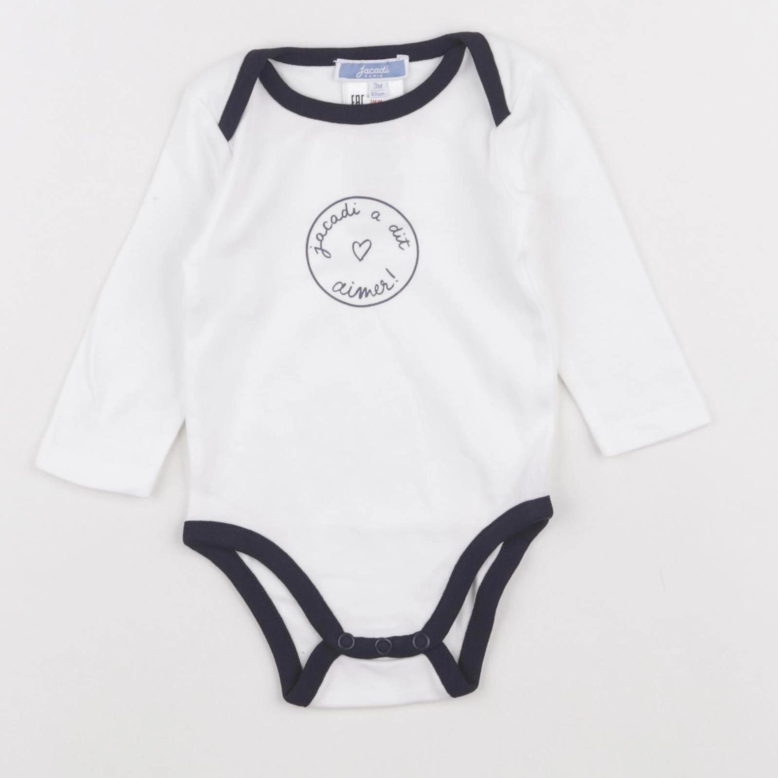 Jacadi - body blanc, bleu - 3 mois