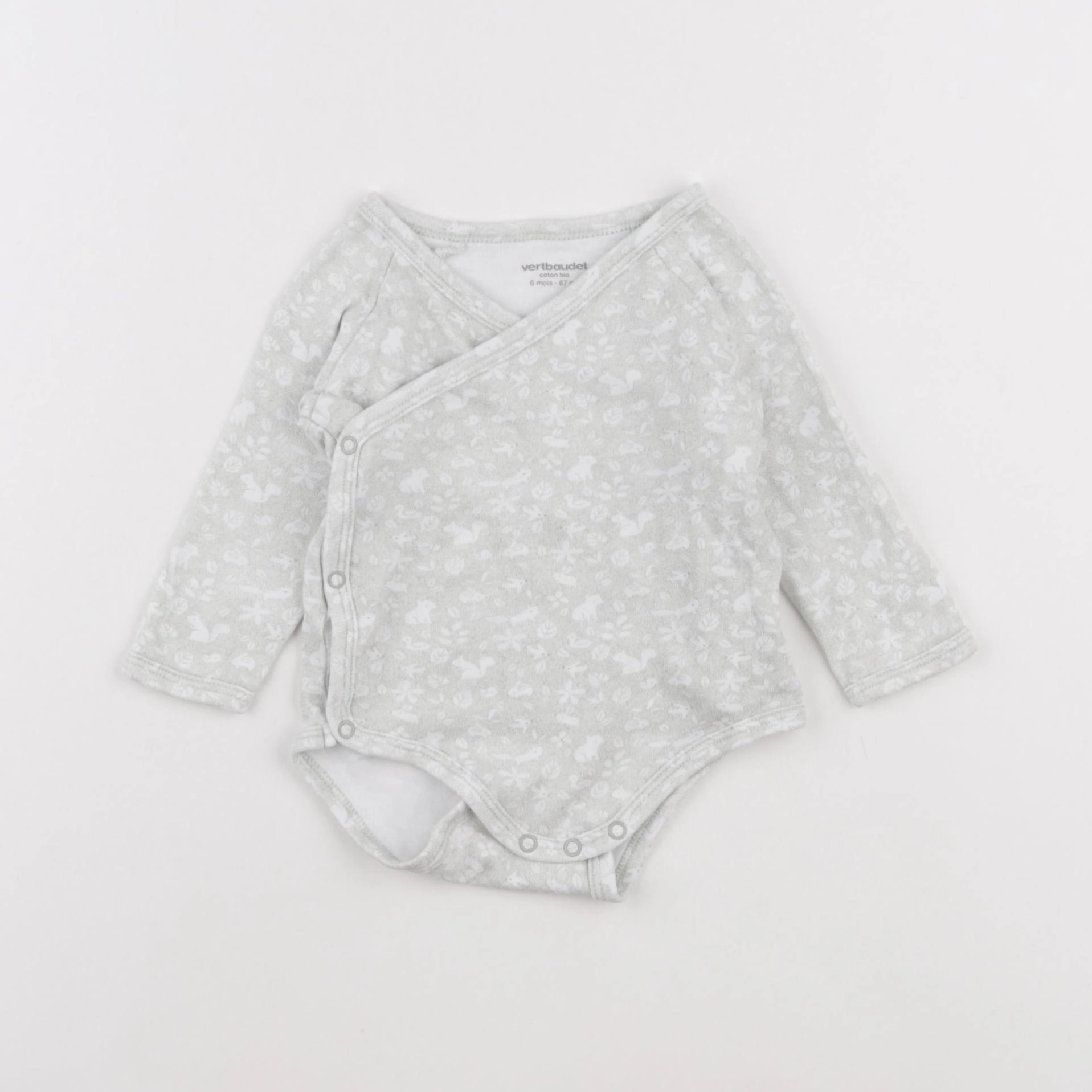Vertbaudet - body blanc, vert - 6 mois