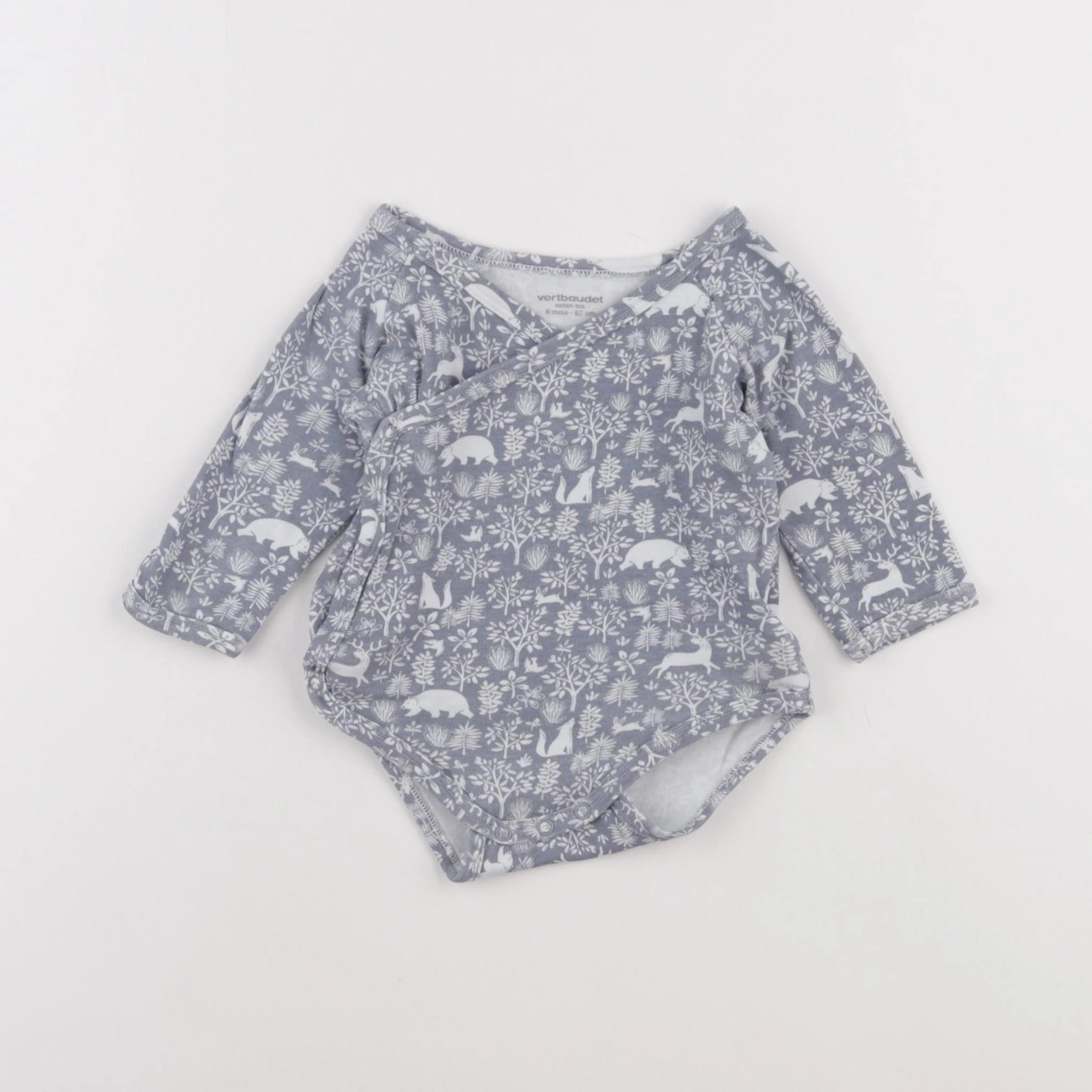 Vertbaudet - body bleu, blanc - 6 mois
