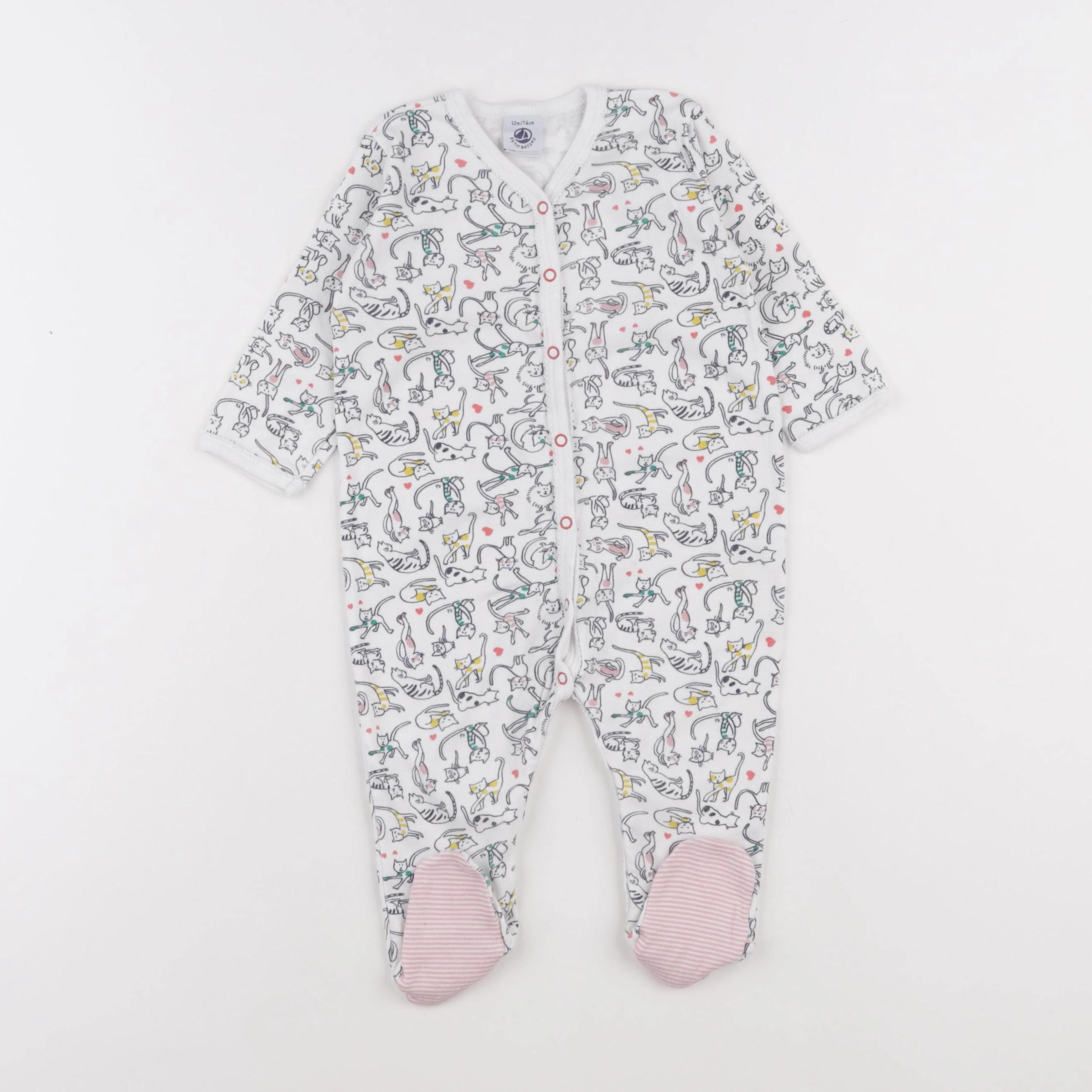 Petit Bateau - pyjama coton blanc - 12 mois