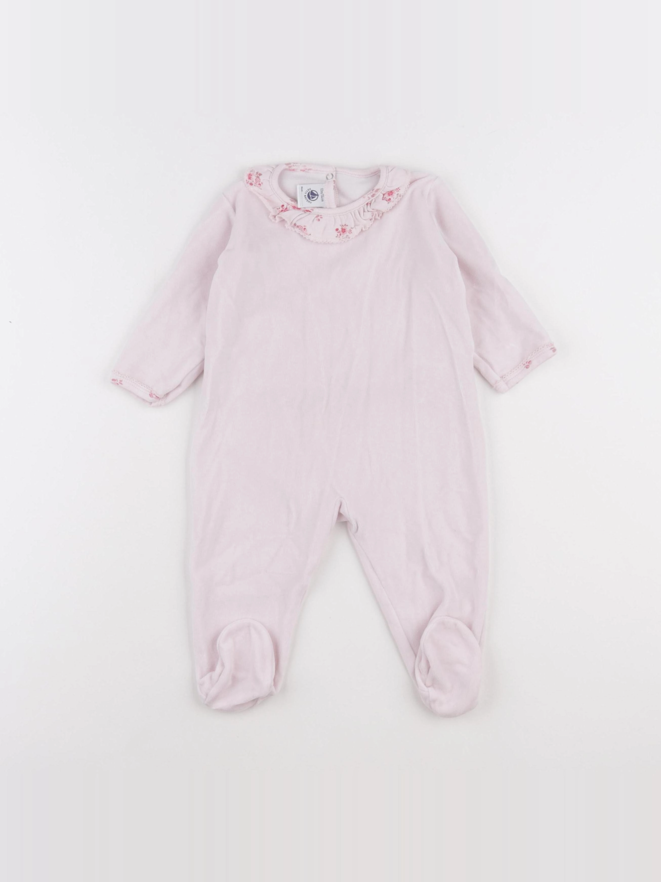 Petit Bateau - pyjama velours rose - 12 mois