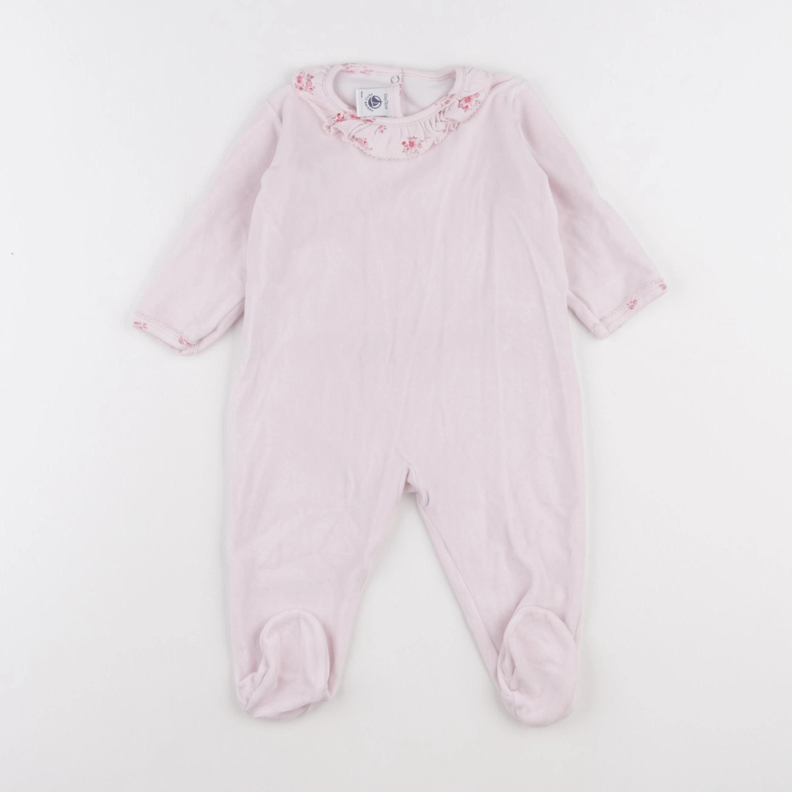 Petit Bateau - pyjama velours rose - 12 mois
