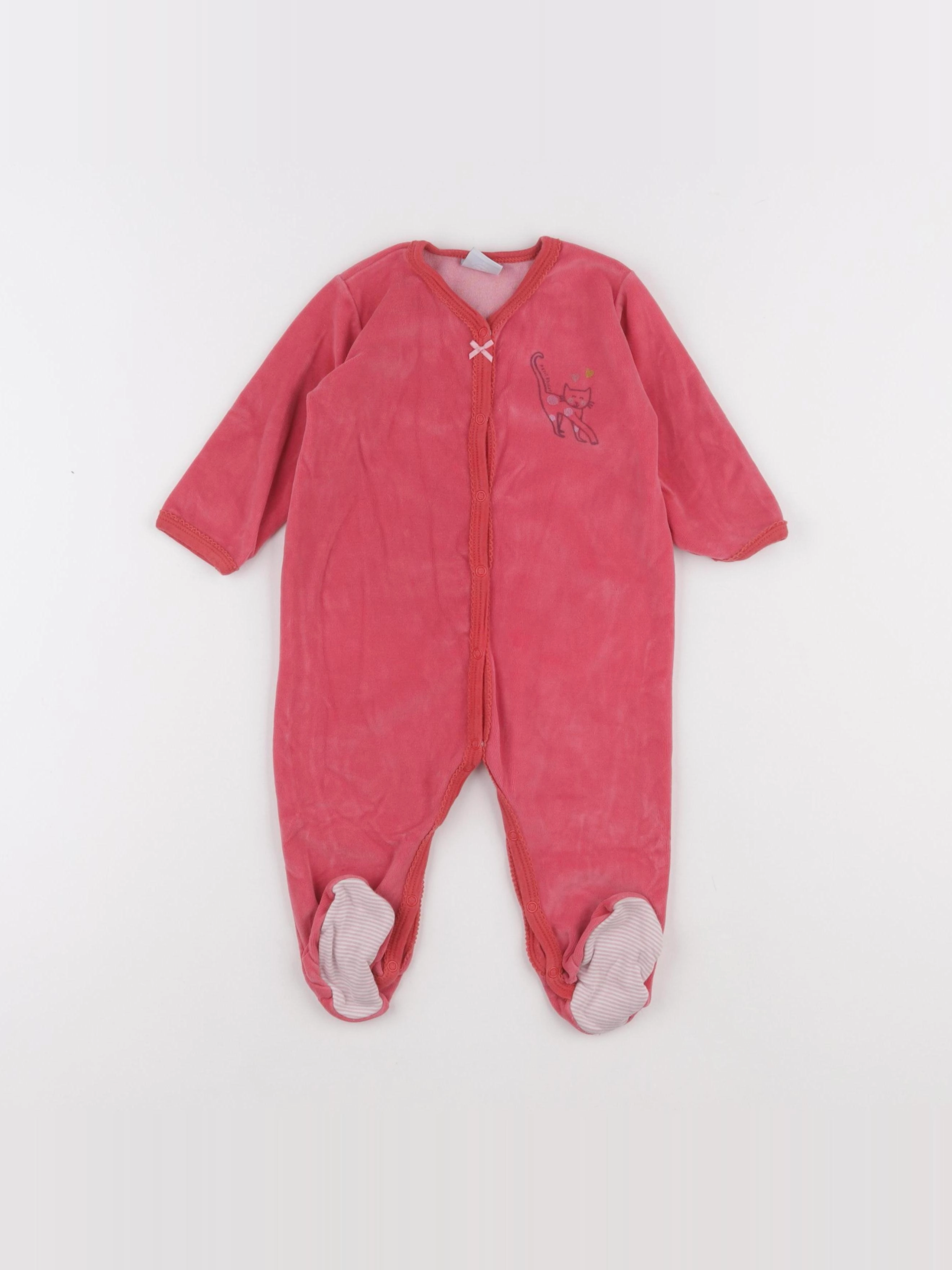 Petit Bateau - pyjama velours rose - 12 mois