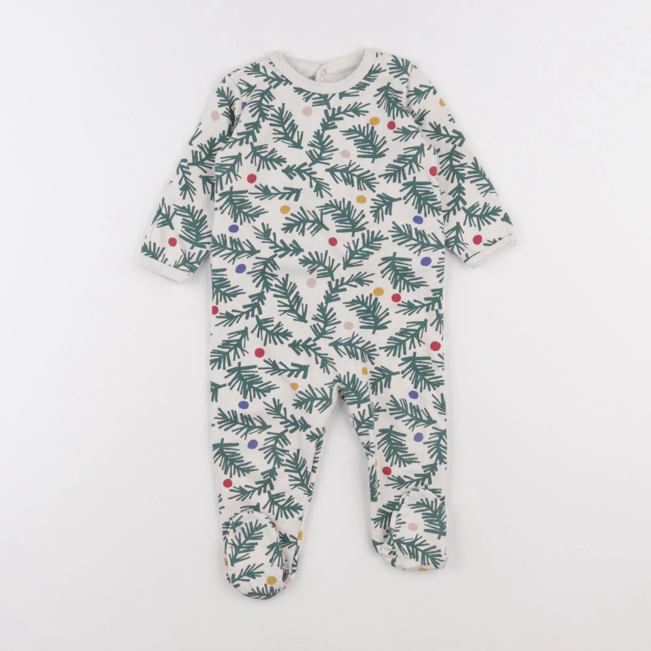 Petit Bateau - pyjama coton vert - 12 mois