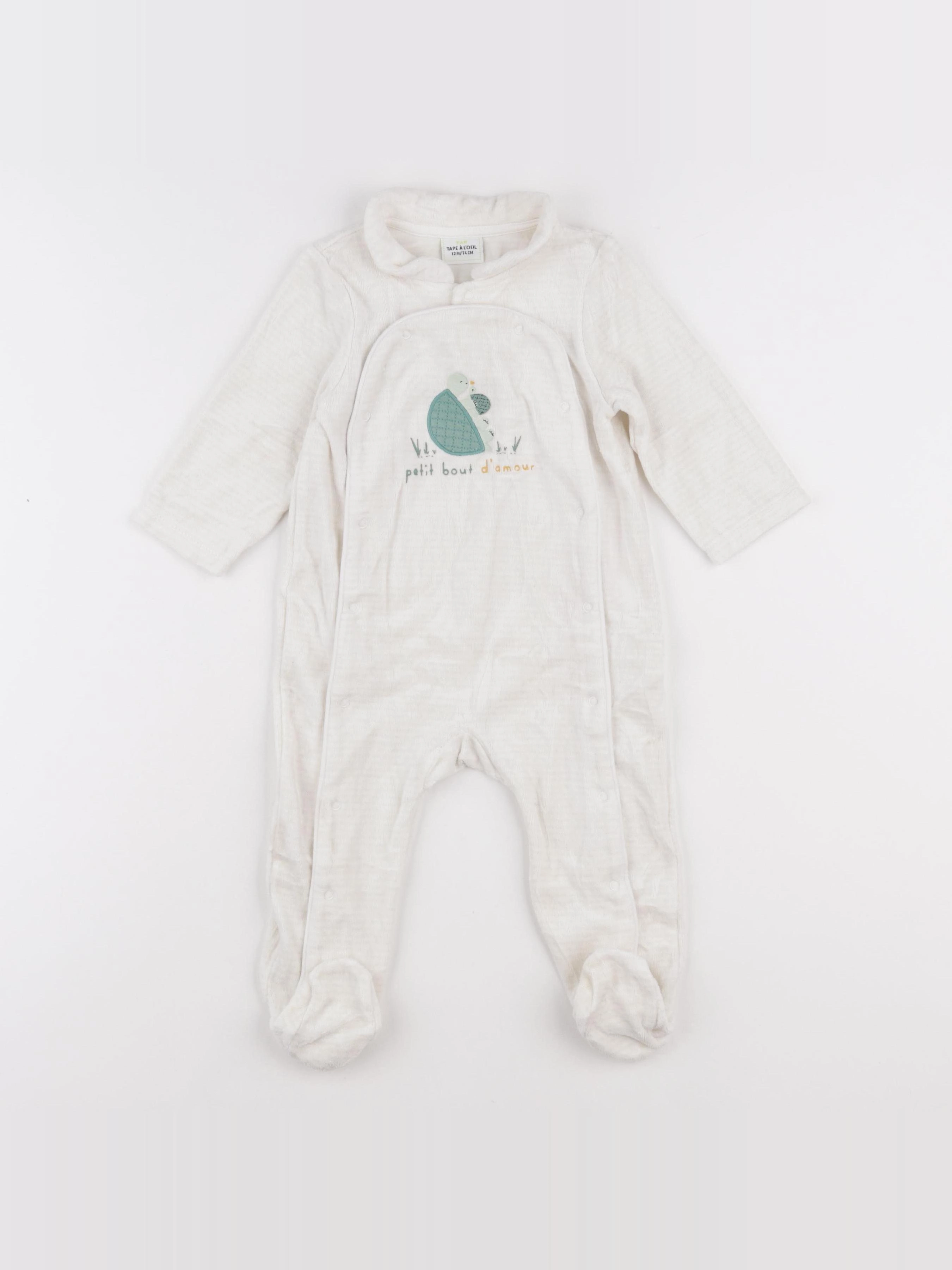 Tape à l'oeil - pyjama velours beige - 12 mois