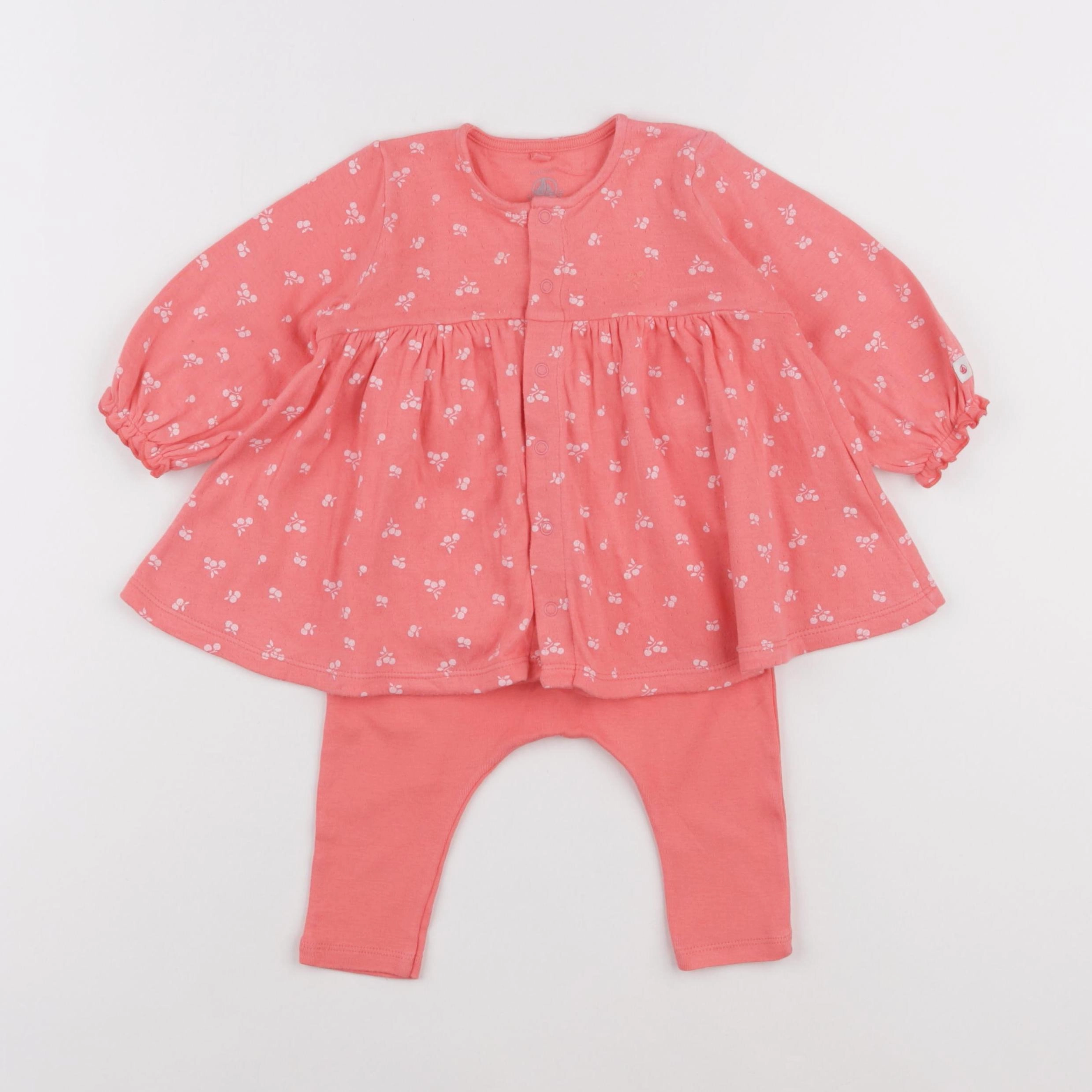 Petit Bateau - ensemble rose - 6 mois
