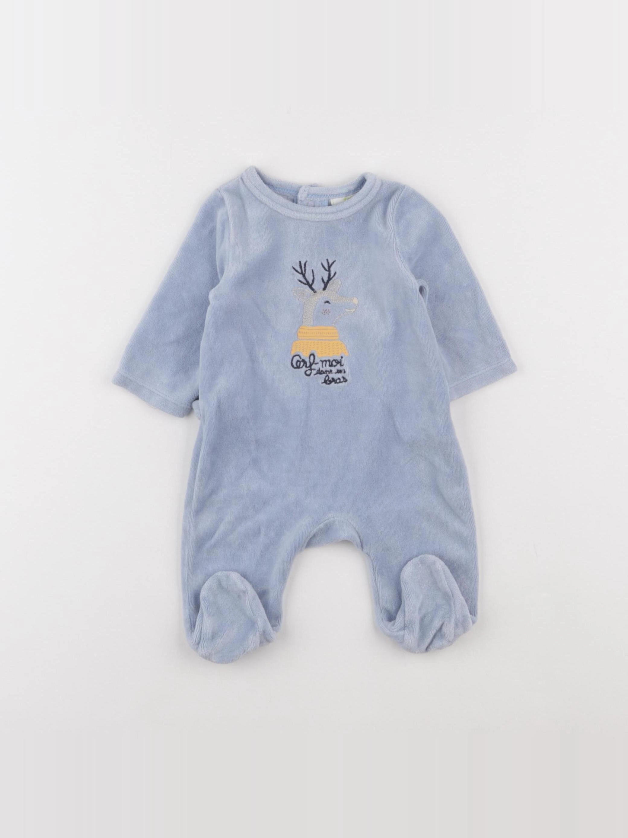 Tape à l'oeil - pyjama velours bleu - 1 mois
