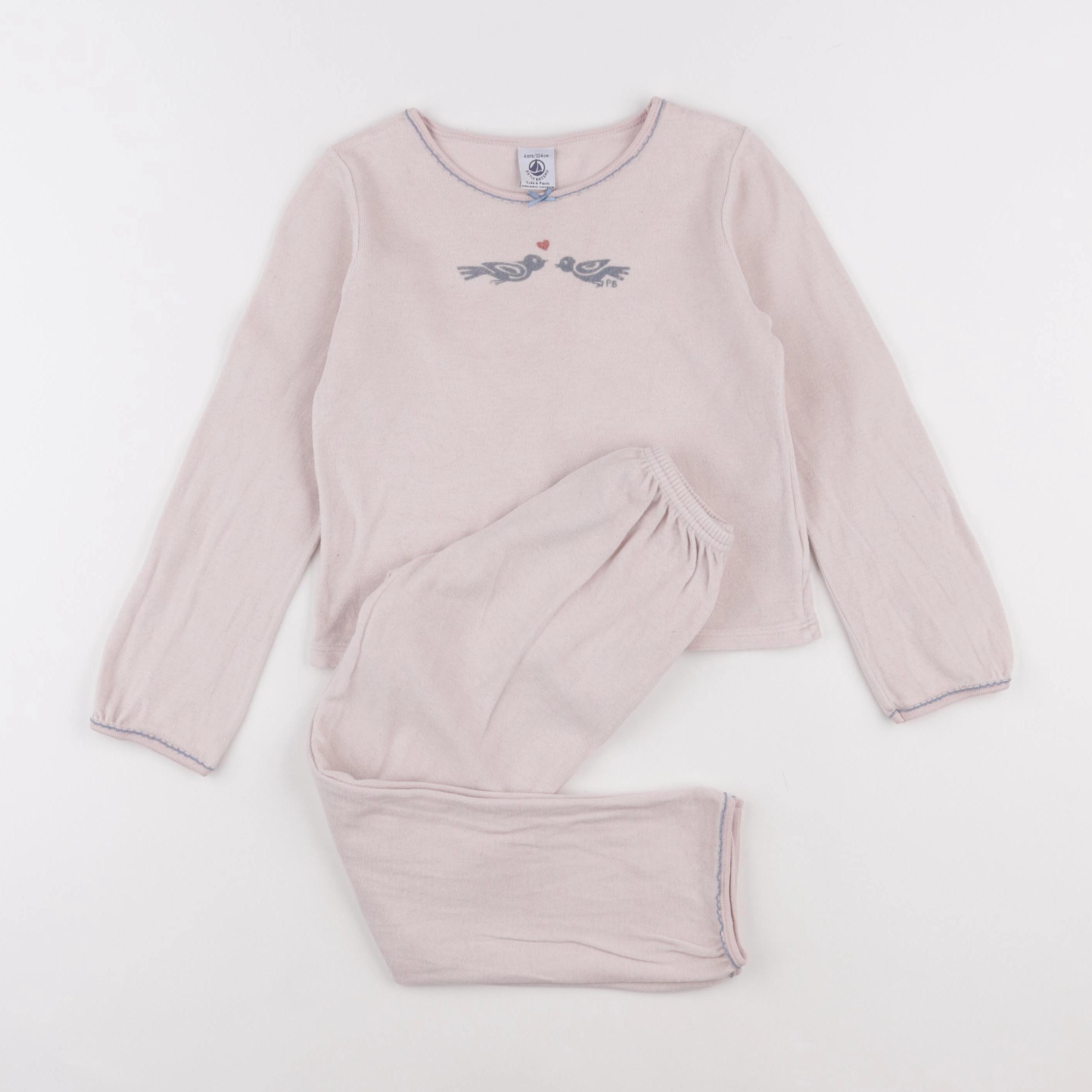 Petit Bateau - pyjama velours rose - 4 ans