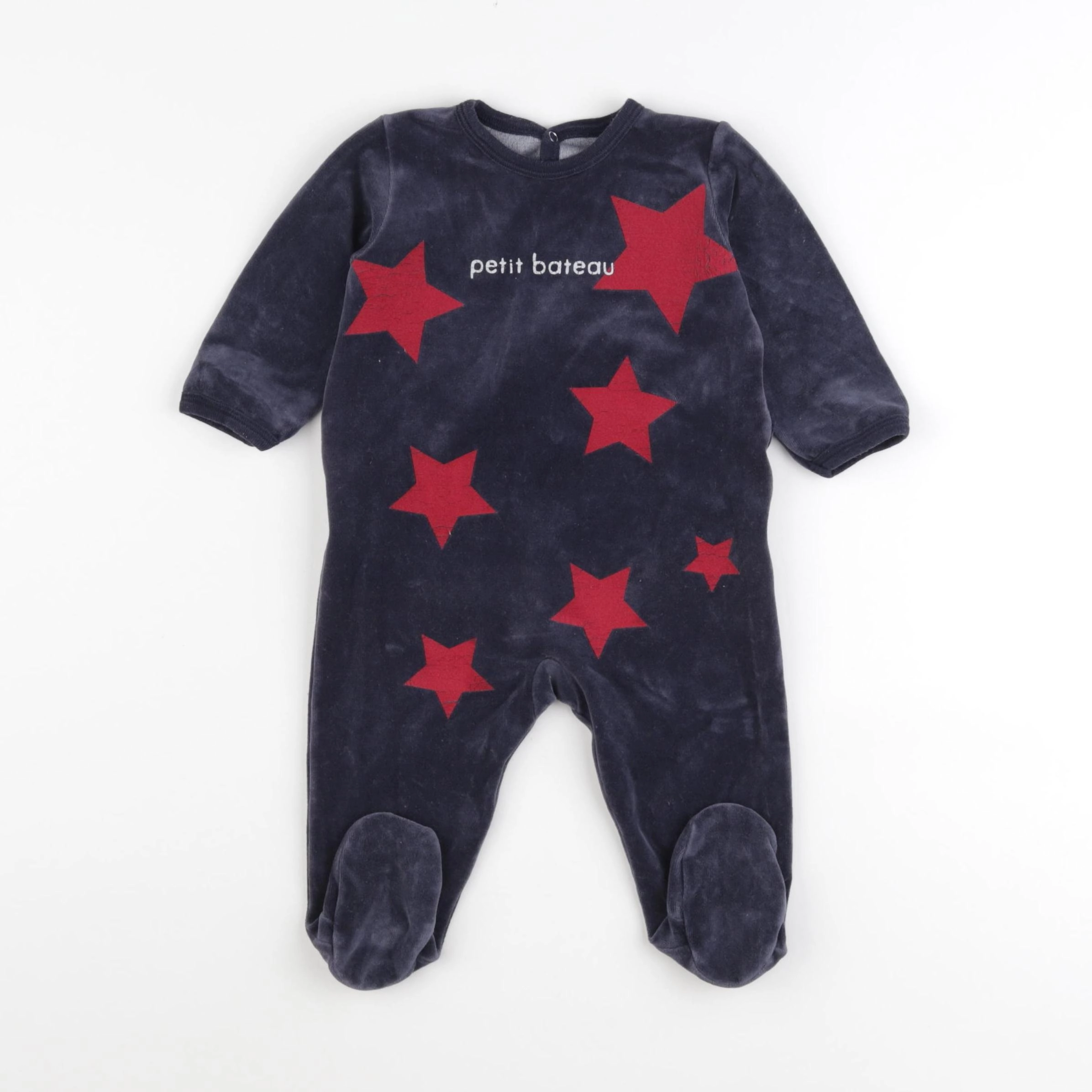 Petit Bateau - pyjama velours bleu - 9 mois