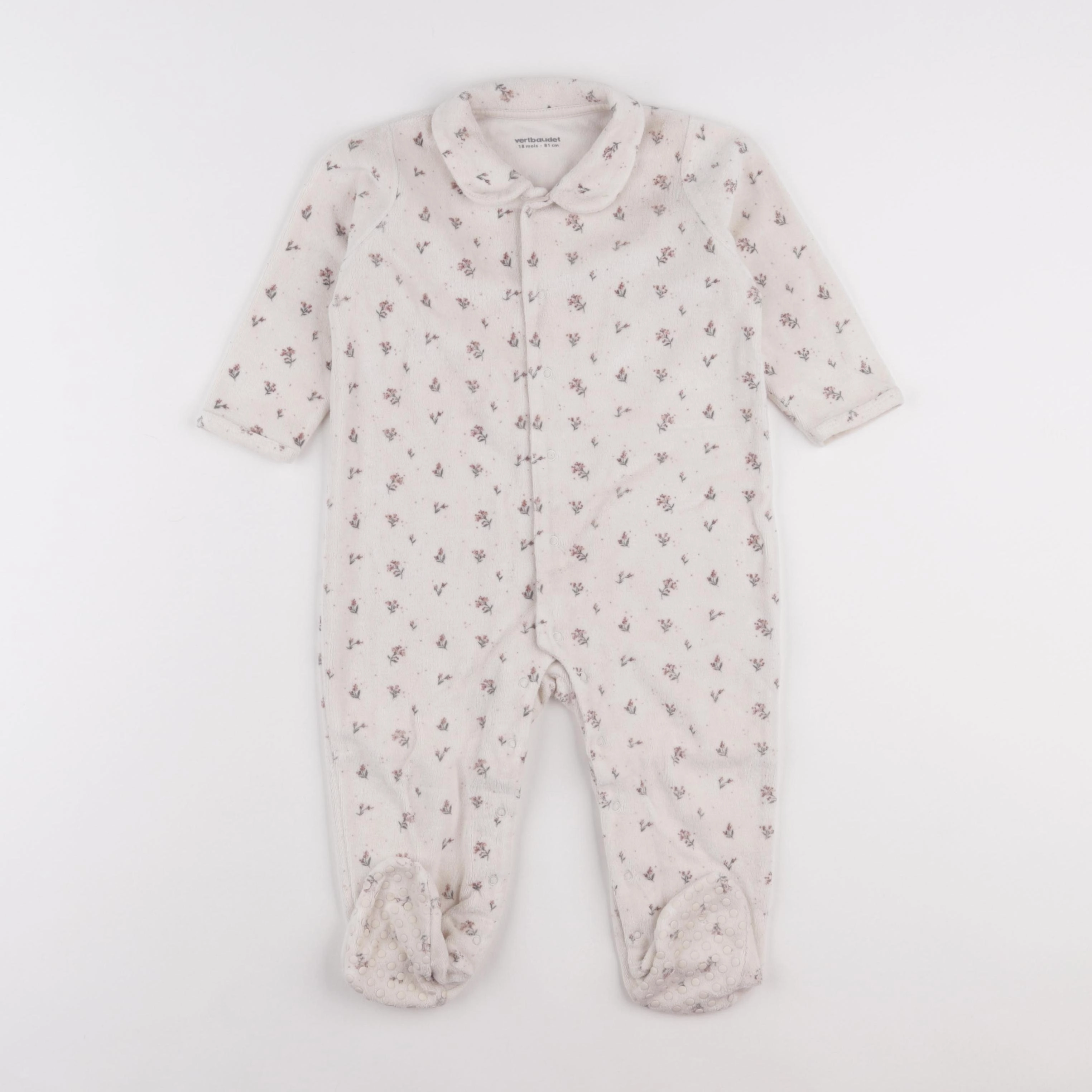 Vertbaudet - pyjama velours blanc - 18 mois