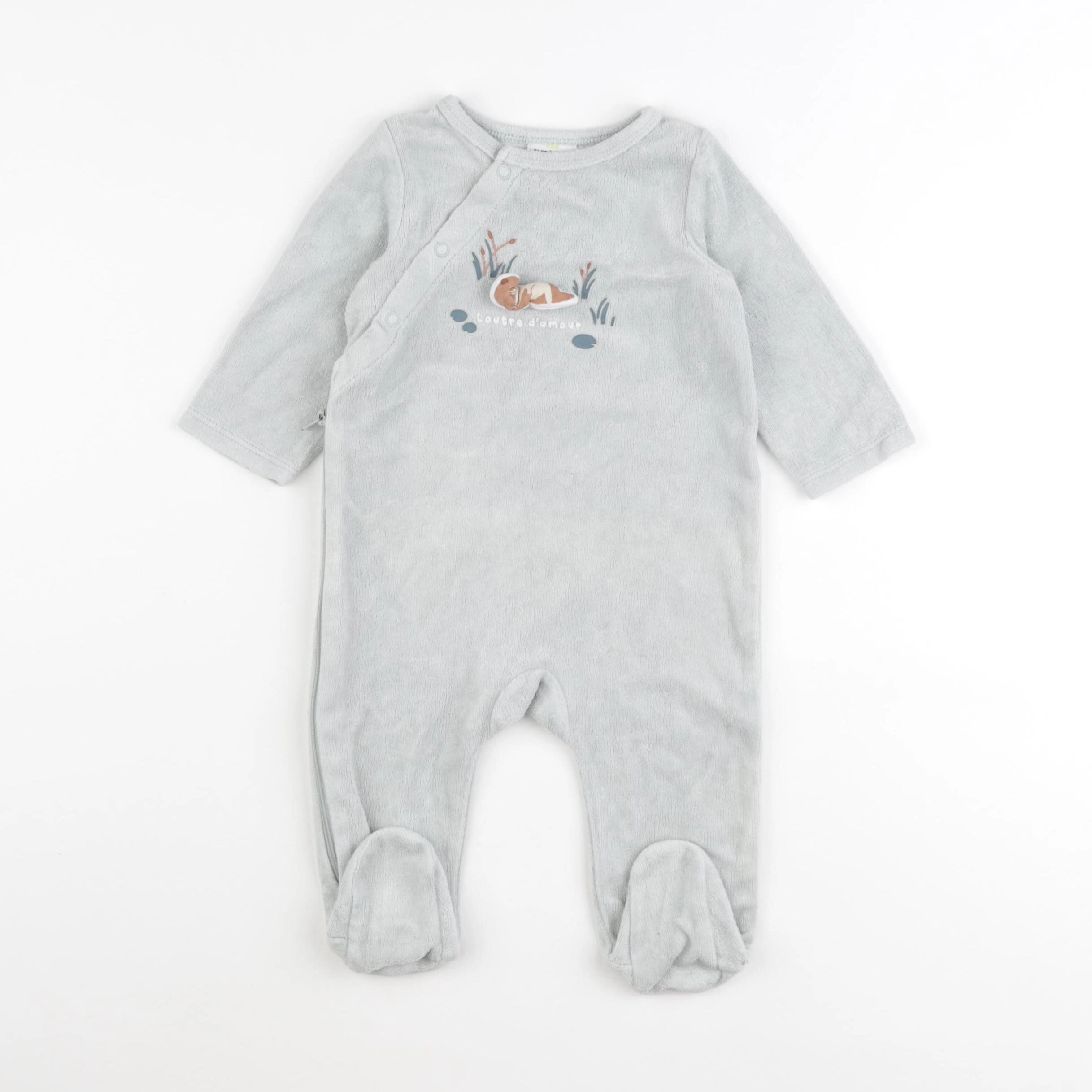 Tape à l'oeil - pyjama velours bleu - 6 mois