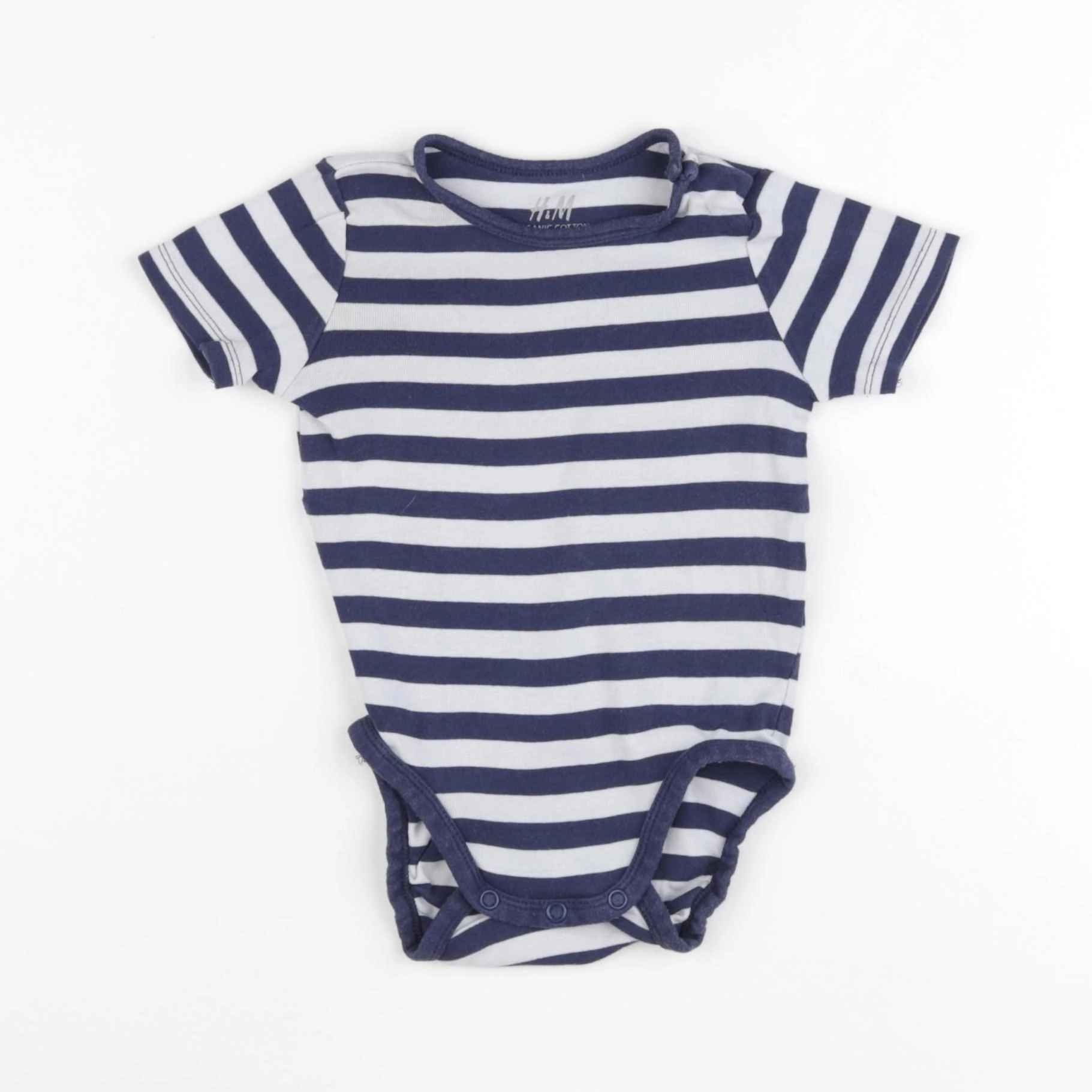 H&M - body blanc, bleu - 6/9 mois