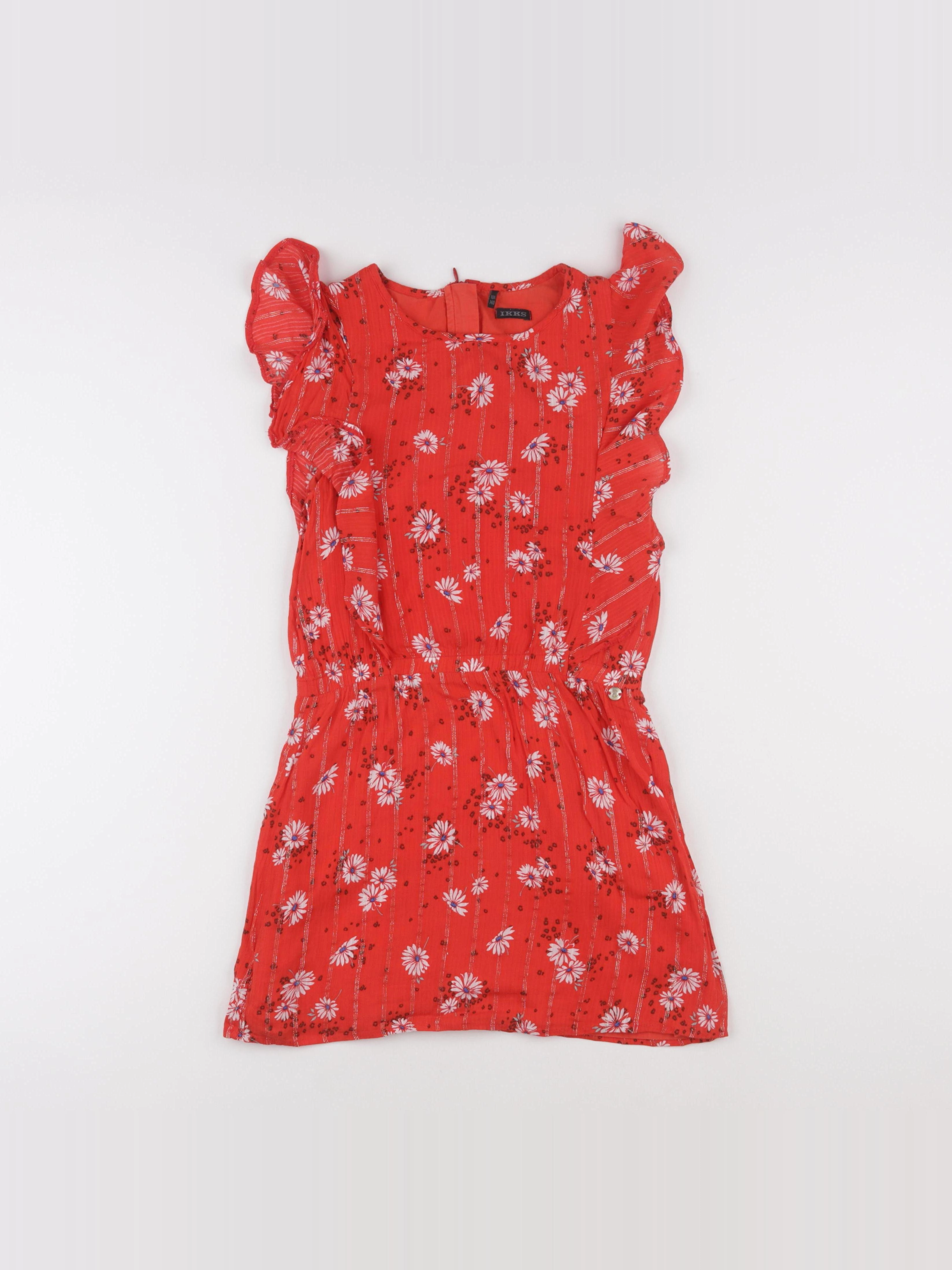 IKKS - robe rouge, argent - 10 ans