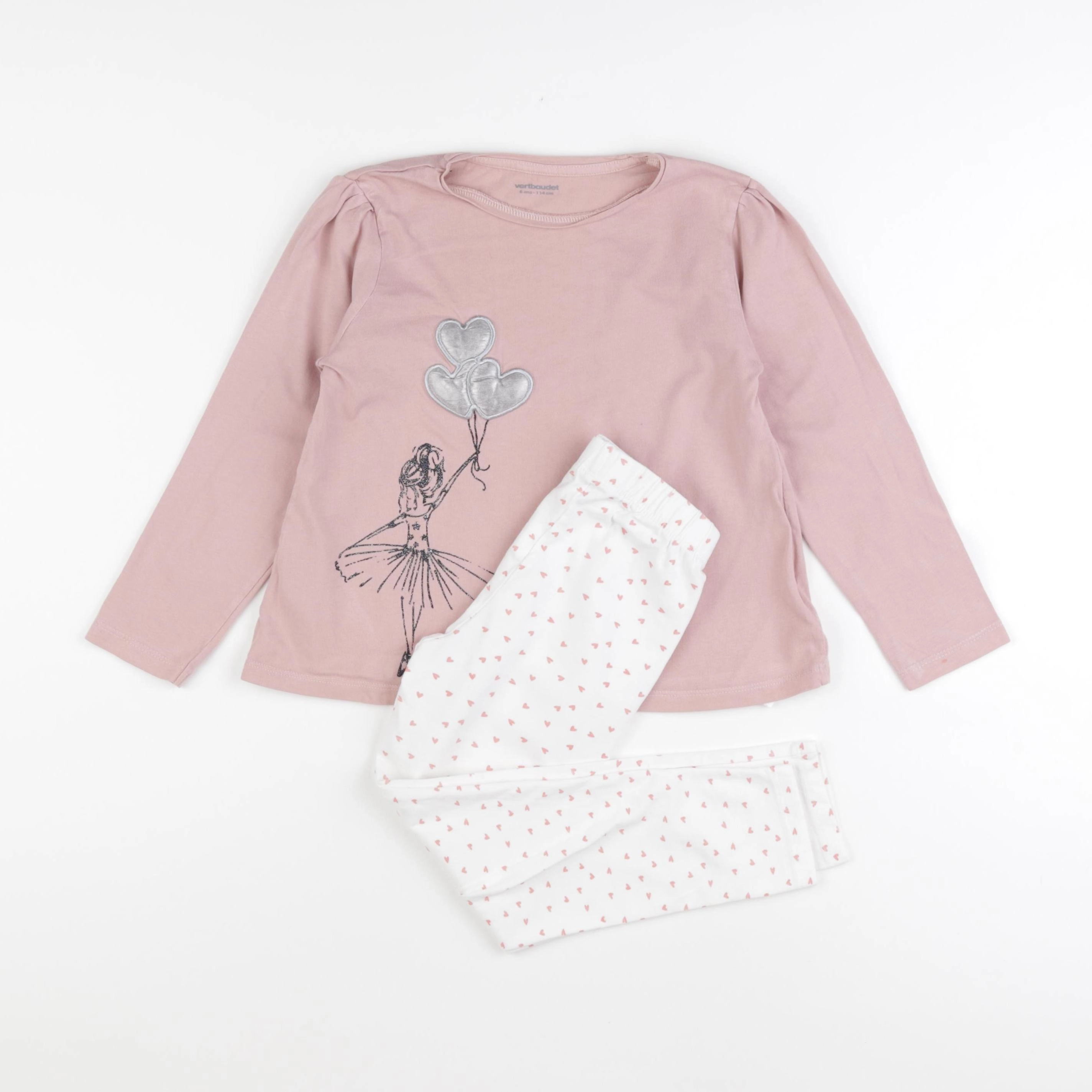 Vertbaudet - pyjama coton rose - 6 ans