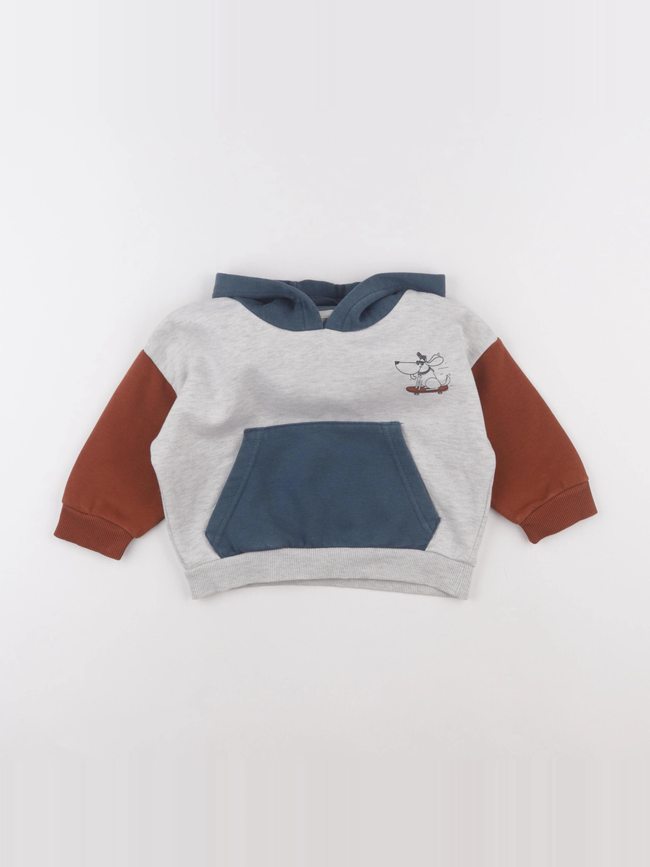 Vertbaudet - sweat gris, bleu - 2 ans