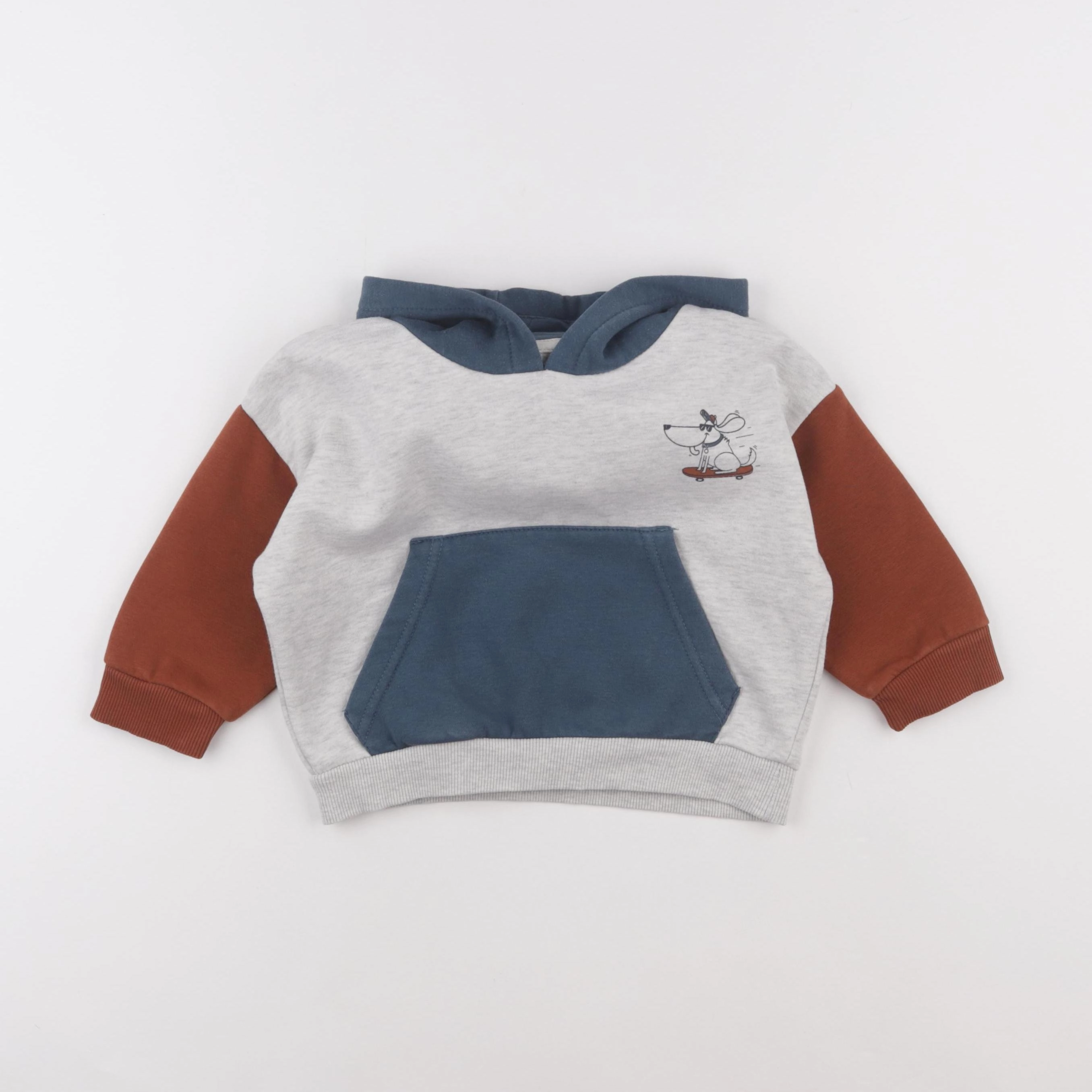 Vertbaudet - sweat gris, bleu - 2 ans