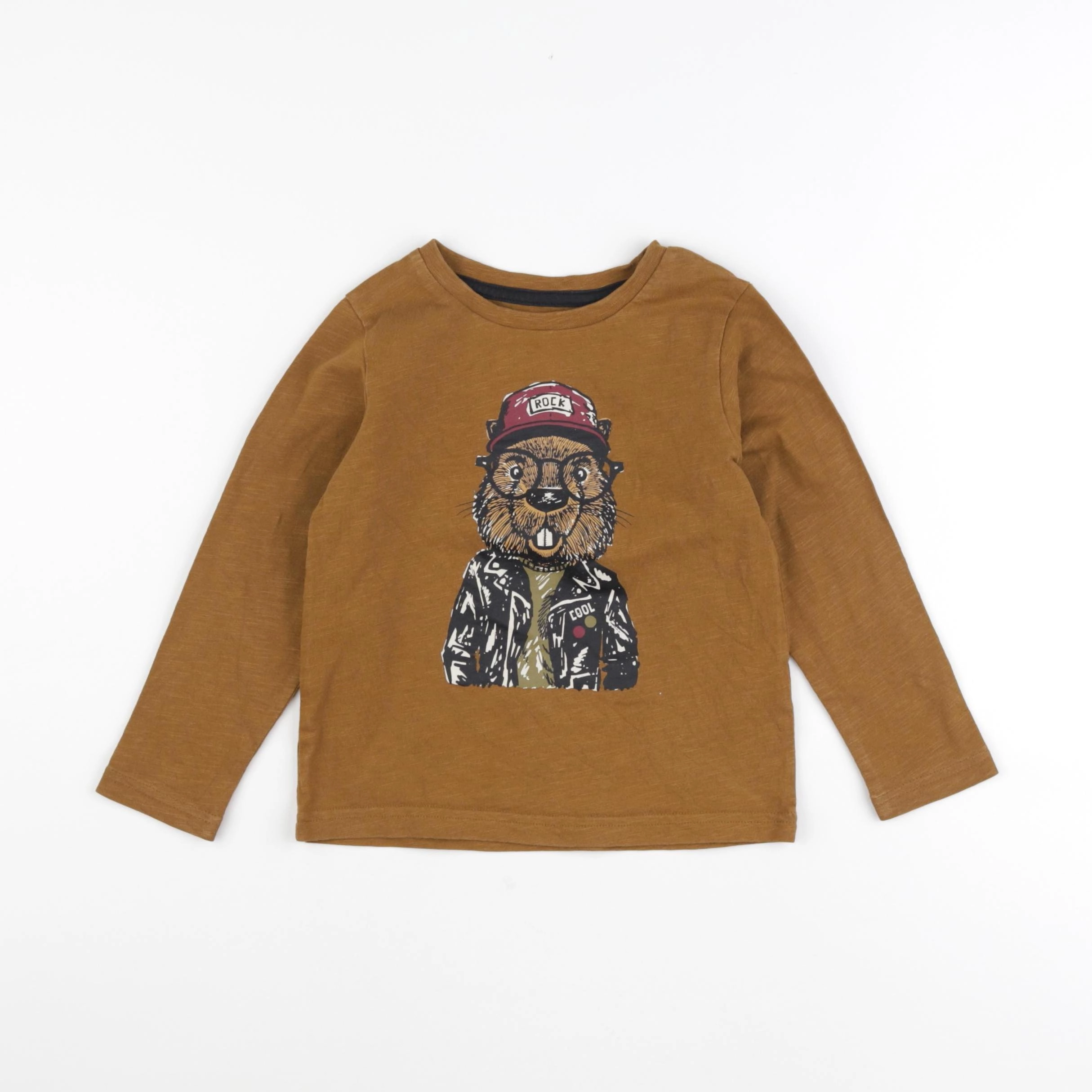 Vertbaudet - tee-shirt marron - 4 ans