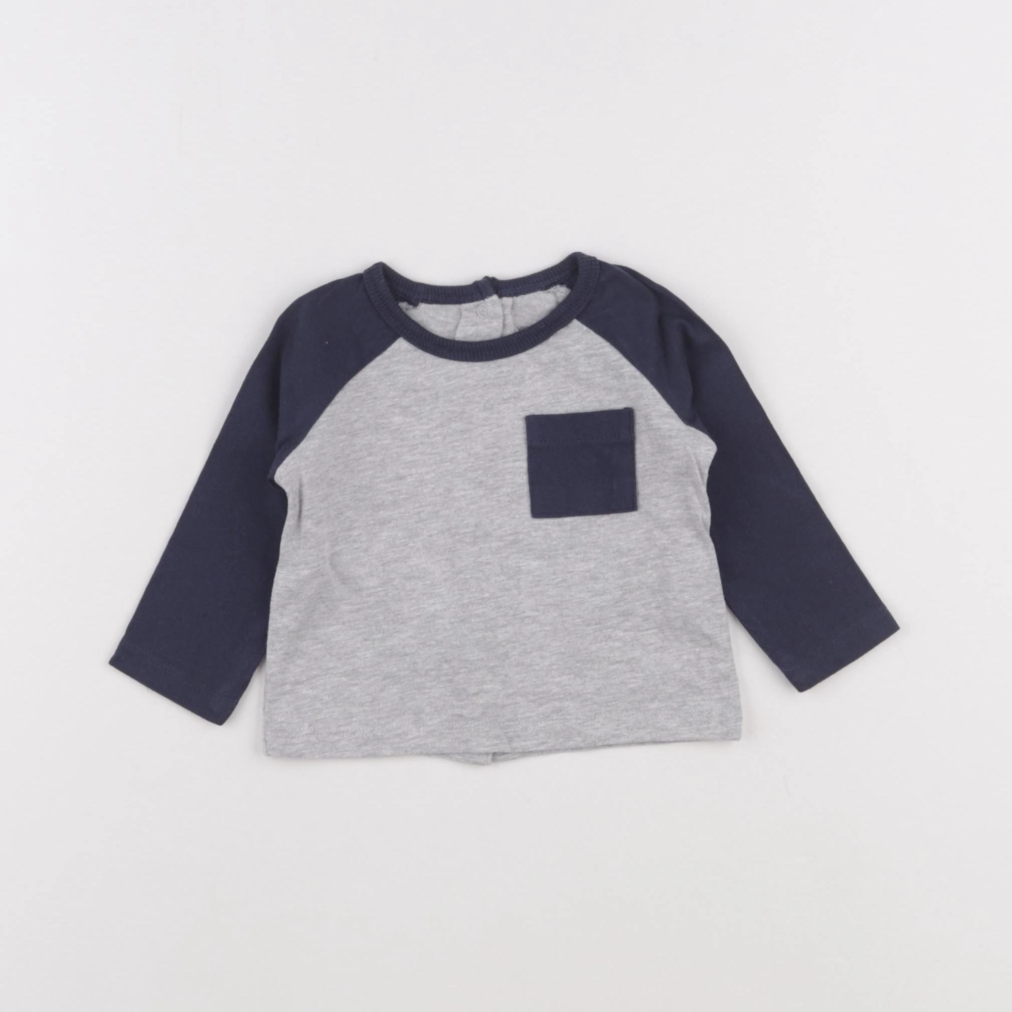 Vertbaudet - tee-shirt gris, bleu - 3 mois
